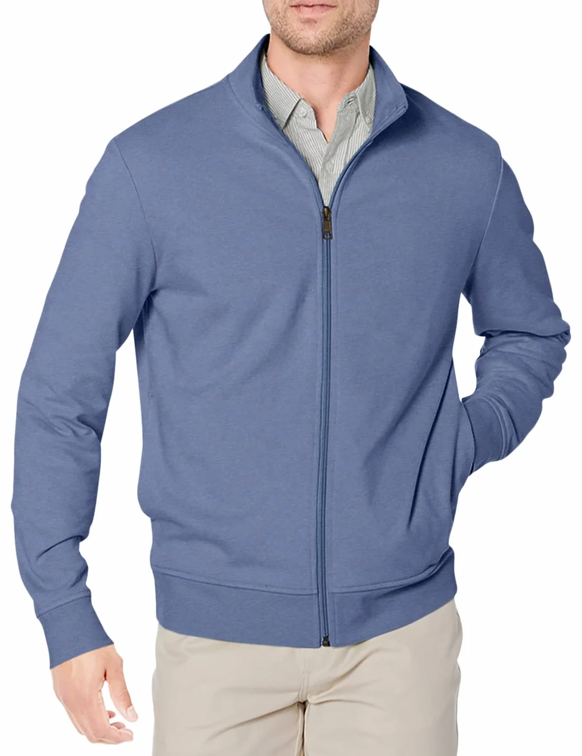 Amazon Essentials Sudadera Ligera de Felpa Cremallera Completa Cuello Perkins Hombre