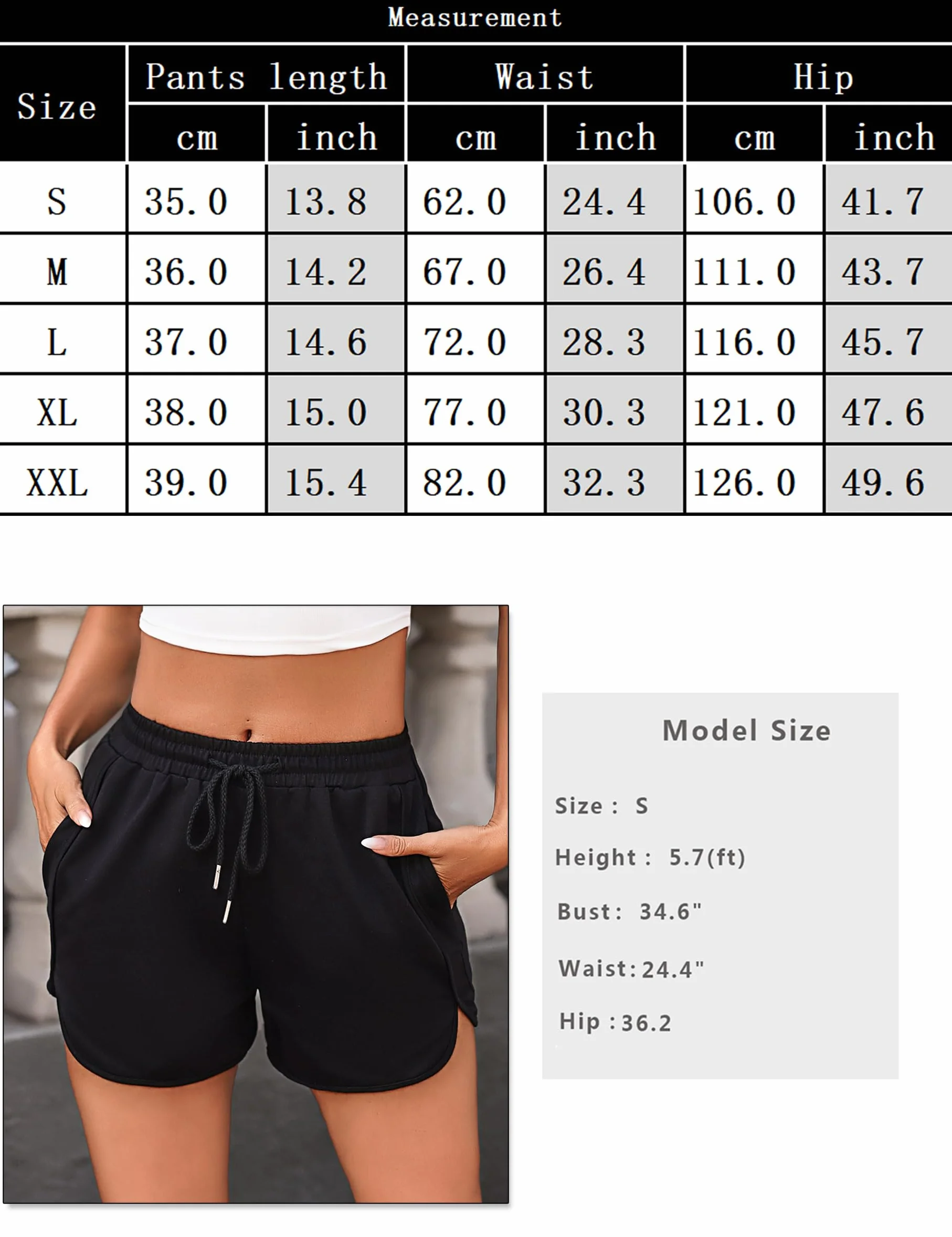 Litherday Shorts Mujer Deporte Verano Pantalón Corto Deportivo Algodón con Bolsillos y Cordón Ajustable S-XXL