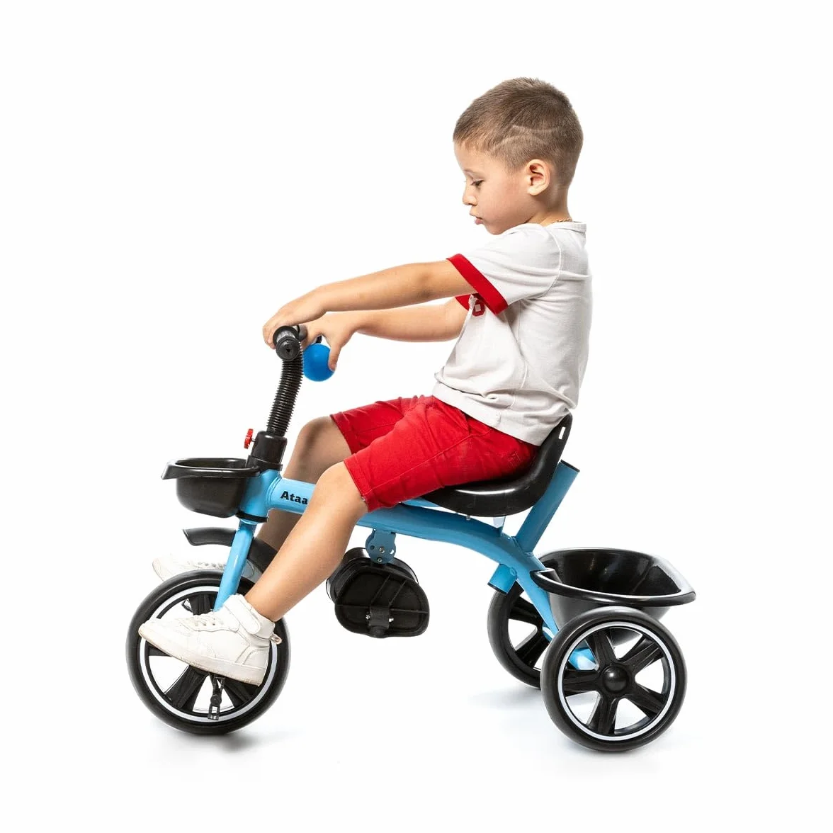 ATAA Triciclo Infantil Baby ERUM Azul con Mango Regulable Cesta reposapies Ruedas antipinchazos y Asiento ergonomico 360º