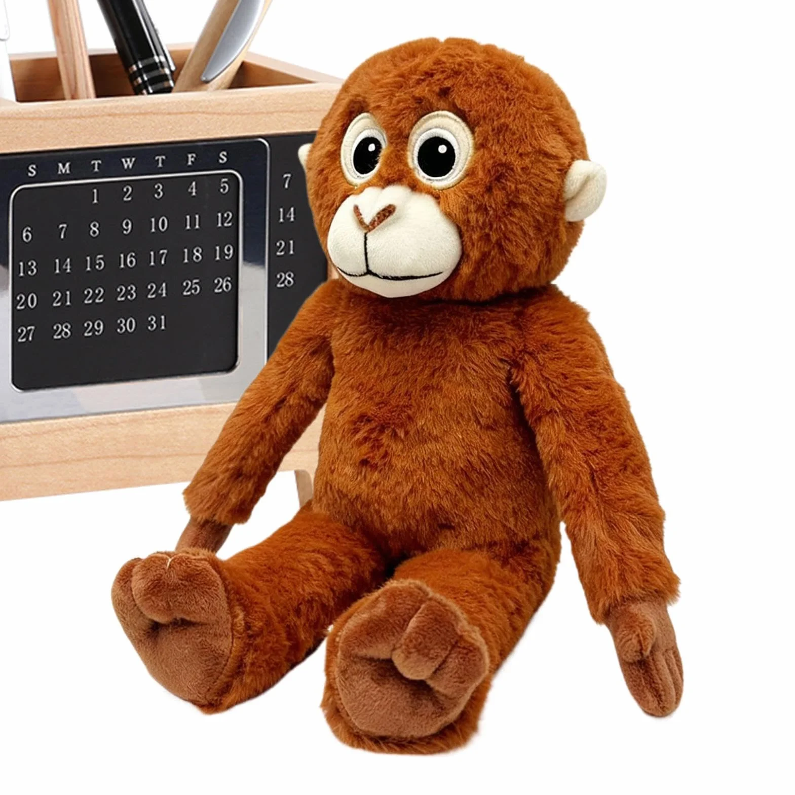 Genérico Mono De Peluche - Diseño Realista con Manos Largas, Muñeco De Peluche De 36cm, 110g De Peso + Marco De 14.2 Pulgadas, Fibra Sintética Suave Premium - para Salones & Día del Niño