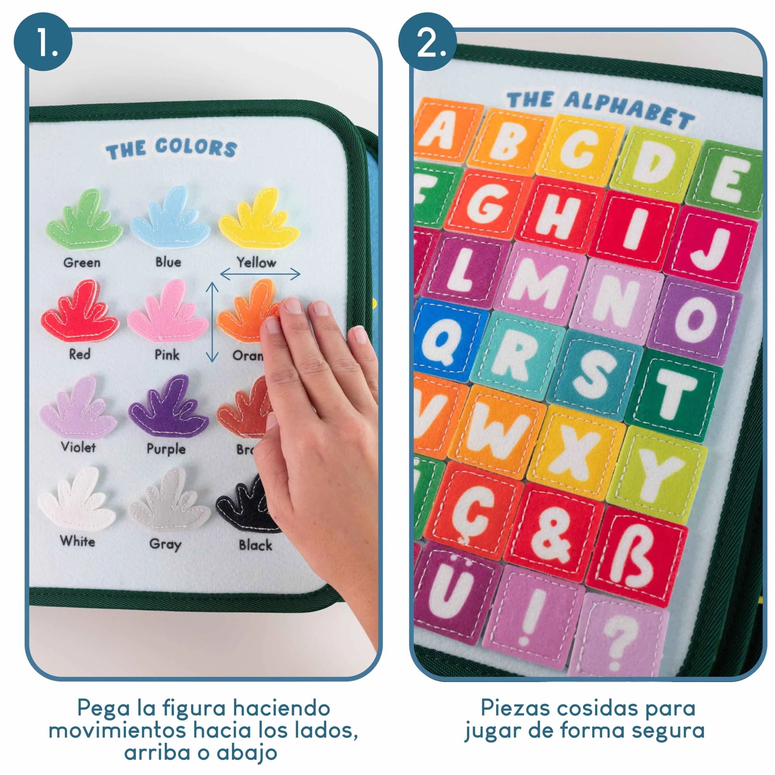 BONNYCO Busy Board Montessori de Fieltro, Maletin de Paneles Sensoriales Montessori. Tablero Busy Book, Juguetes Educativos Motricidad Fina. Juguetes Regalos para Niños y Niñas Cumpleaños, Navidad