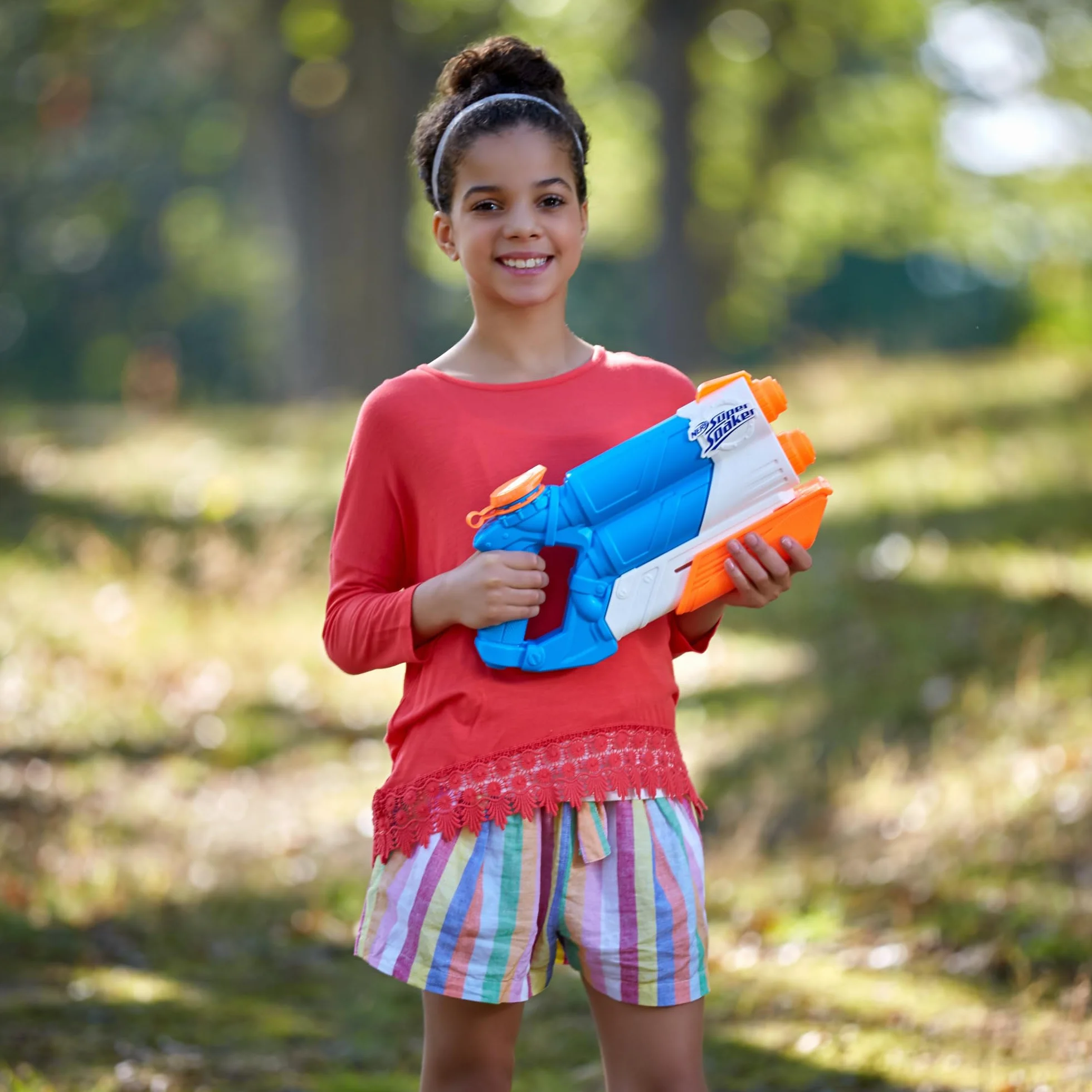 Nerf Super Soaker Twin Tide Lanzador de agua de bombeo 2 cañones Juguete agua al aire libre