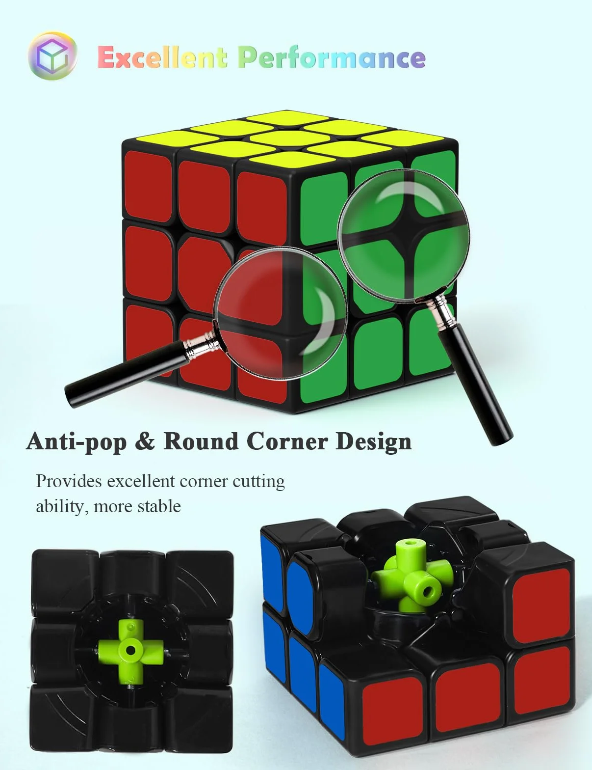 ROXENDA Speed Cube Set, Cubos de Velocidad 2X2 3X3 Speed Cube Originale Cubo Mágico con Instrucción