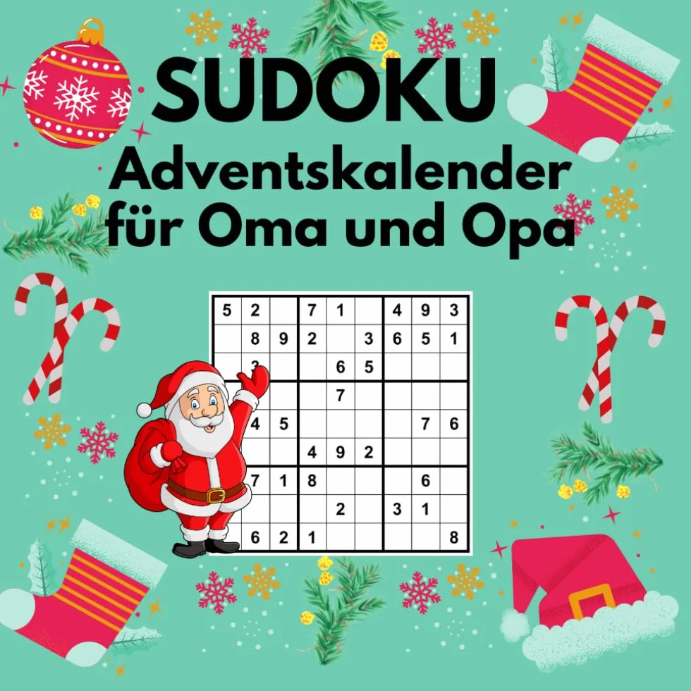 Sudoku Adventskalender 72 Sudokus Leicht bis Mittel Große Schrift für Senioren Erwachsene