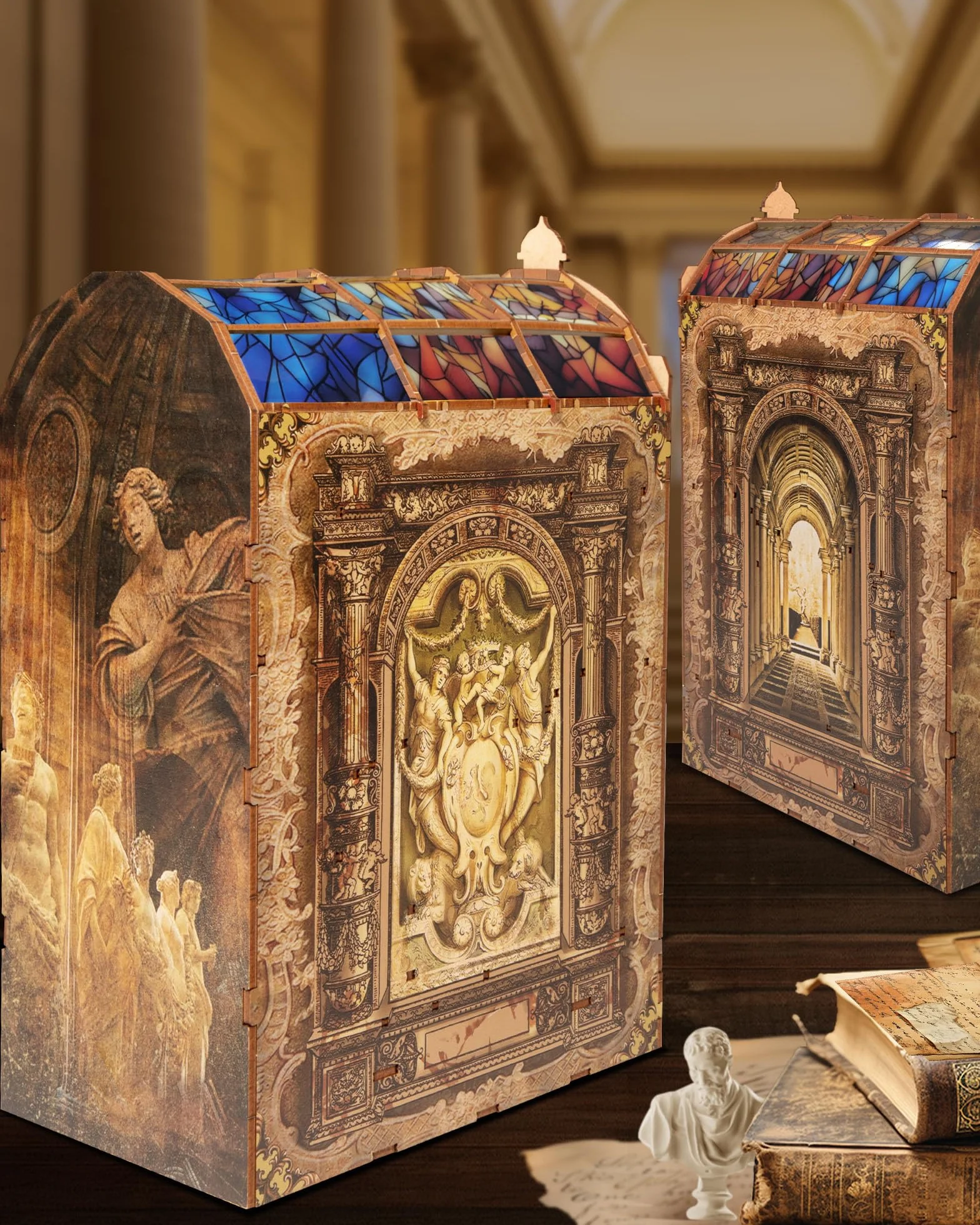 Quanquer DIY Book Nook con protección contra el Polvo y luz LED 3D de Madera Booknook, Rompecabezas de Madera 3D Booknok Navidad Halloween cumpleaños Ideas para 14 años (museos)