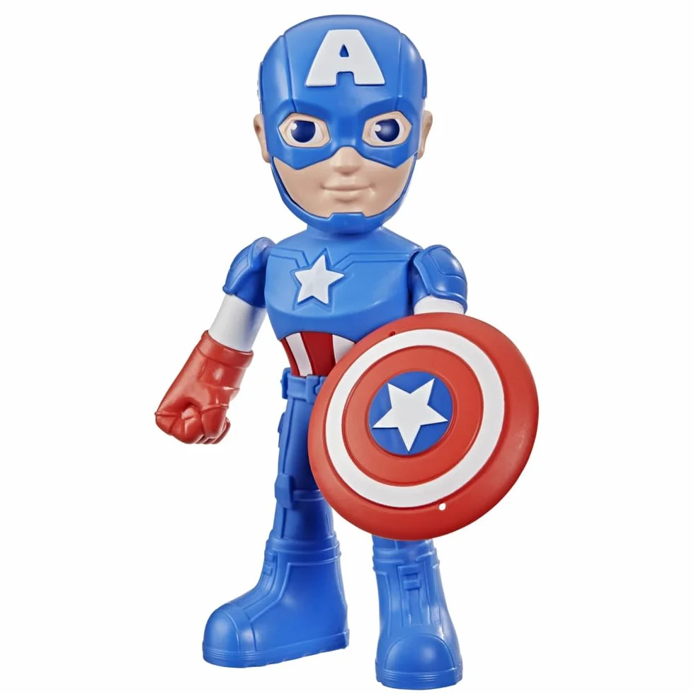 Marvel Spidey y Sus Sorprendentes Amigos Figura de Captain America: Steve Rogers con Accesorios 22,5 cm, Figura de Acción, Juguete de Superhéroe para Niños a Partir de 3 Años