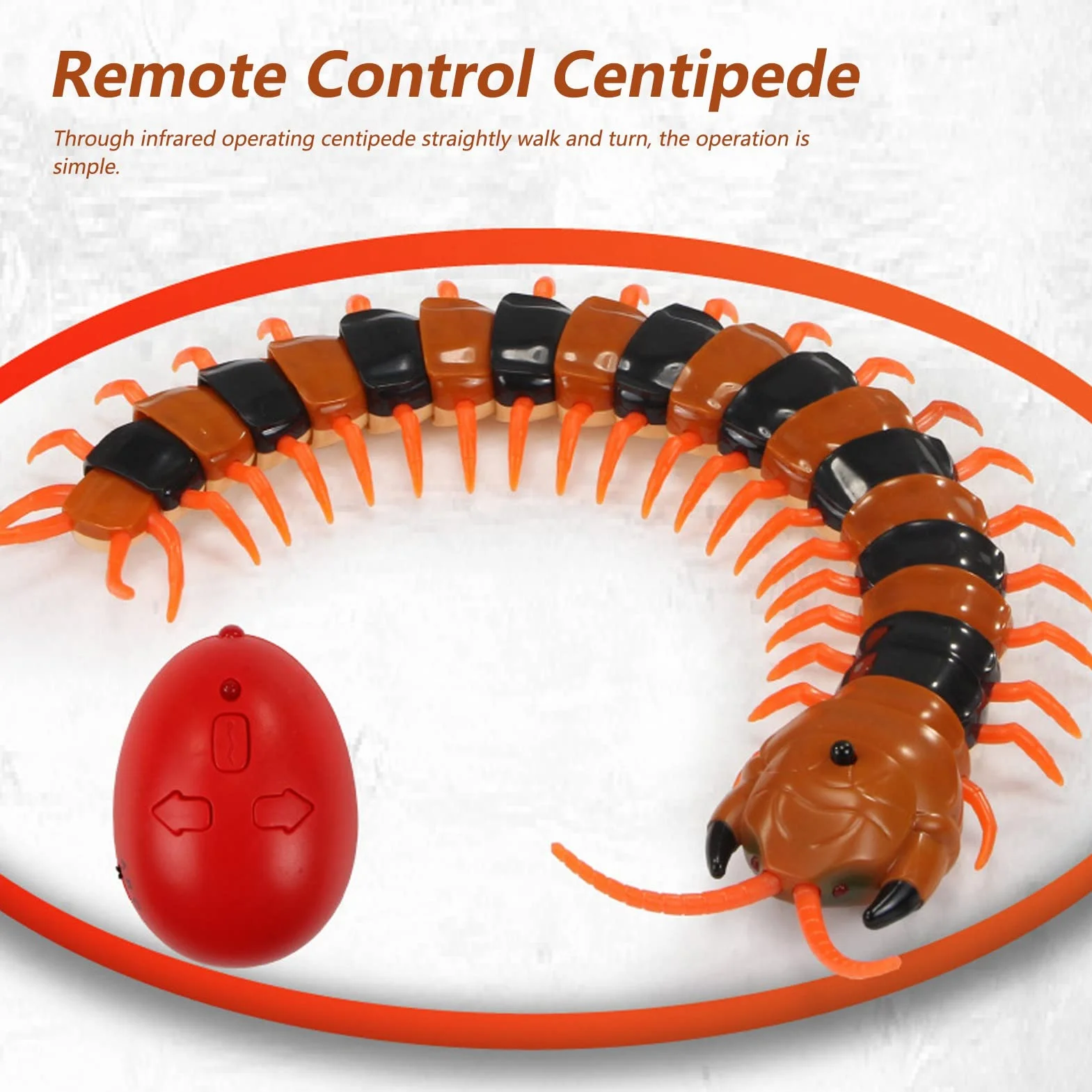Juguete de Ciempiés con Control Remoto Simulación de Scolopendra Realista Operado por Infrarrojos Movimiento Rápido Cuerpo Flexible Ojos Intermitentes Juego de Trucos para