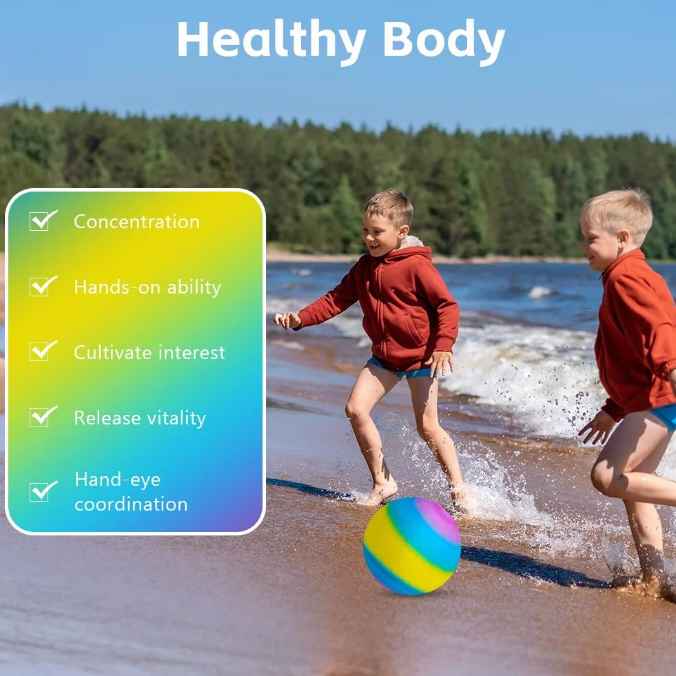 OSDUE Bola Arcoiris Pelota De Inflable, Pelotas de PVC Juguete Pelota Hinchable, Pelota de Playa de 8.6 Pulgadas Balones de Agua Bola de Juego Balon Interior y Exterior (Azul-Violeta)