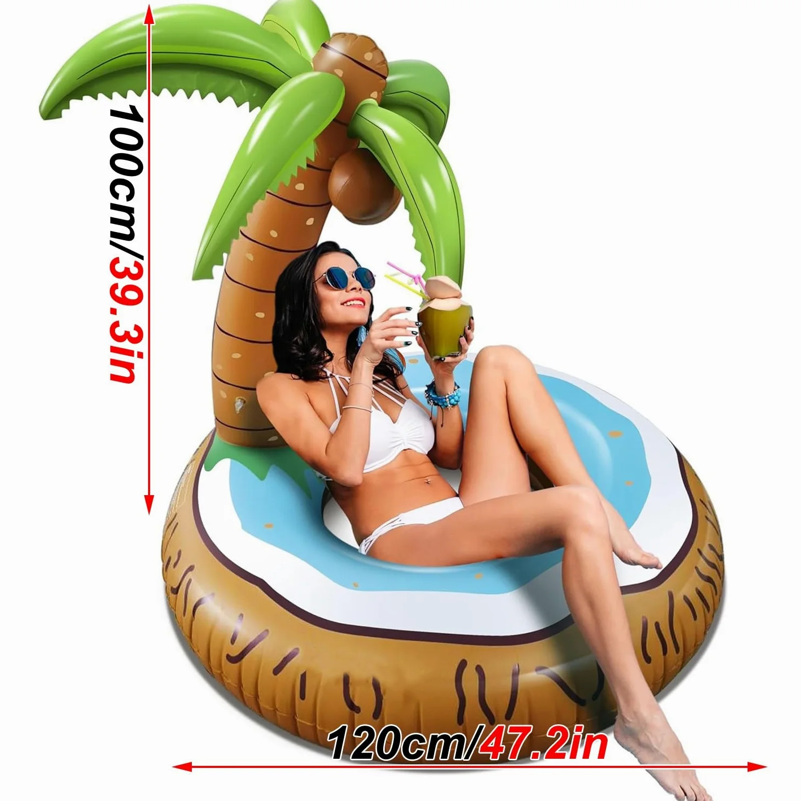Colchonetas Hinchables para Piscinas, Flotador Piscina | Forma de Palmera, Aspecto Divertido, para Fiestas en la Playa, Junto al Mar