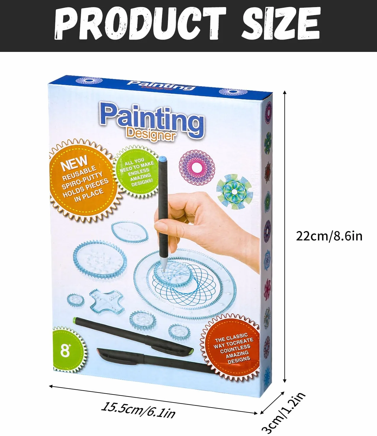 LEAZZLE Spirograph, Juego de Espiral, 28 Piezas Juego de Regla de Dibujo de Engranajes, Espirografo Niñosa, Juego Creativo de Mandalas,Spirograph Deluxe Set, Juegos para Pintar Niños y Adultos