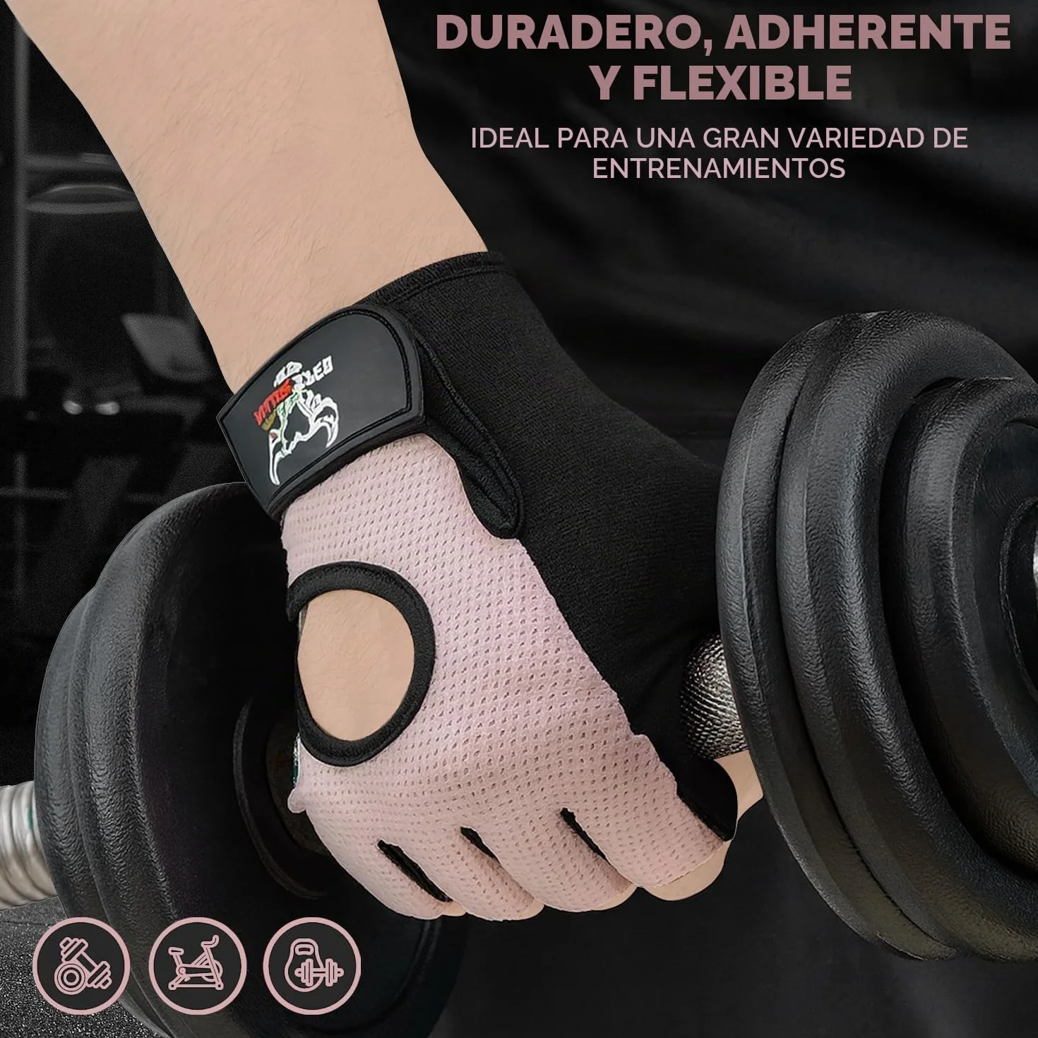 Beast Rage Guantes de Fitness para Levantamiento de Pesas, Transpirables, Antideslizantes, Acolchados de Silicona