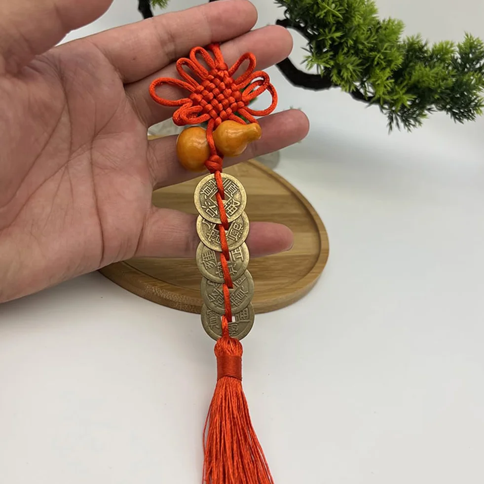 Encantos de Monedas de Suerte Cinco,Monedas Feng Shui Chinas,Monedas Chinas de la Suerte,con Nudo Chino Rojo I-Ching Suerte Cobre,para Salud Éxito Riqueza,18 Piezas