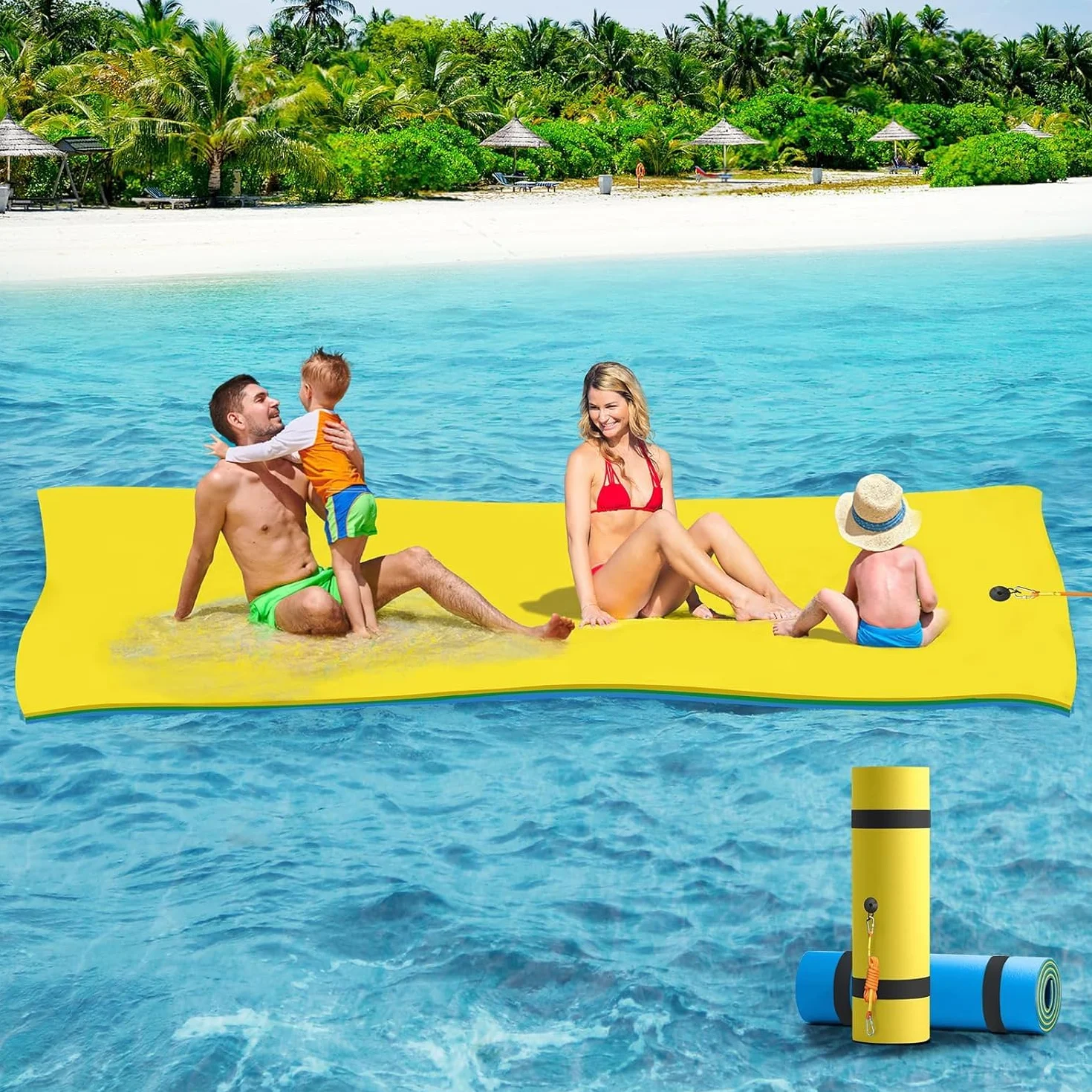CTSC Colchoneta Piscina Adultos, Colchoneta Agua, Alfombra Flotante, Floating Mat XPE de 3 Capas Resistente a los Desgarros