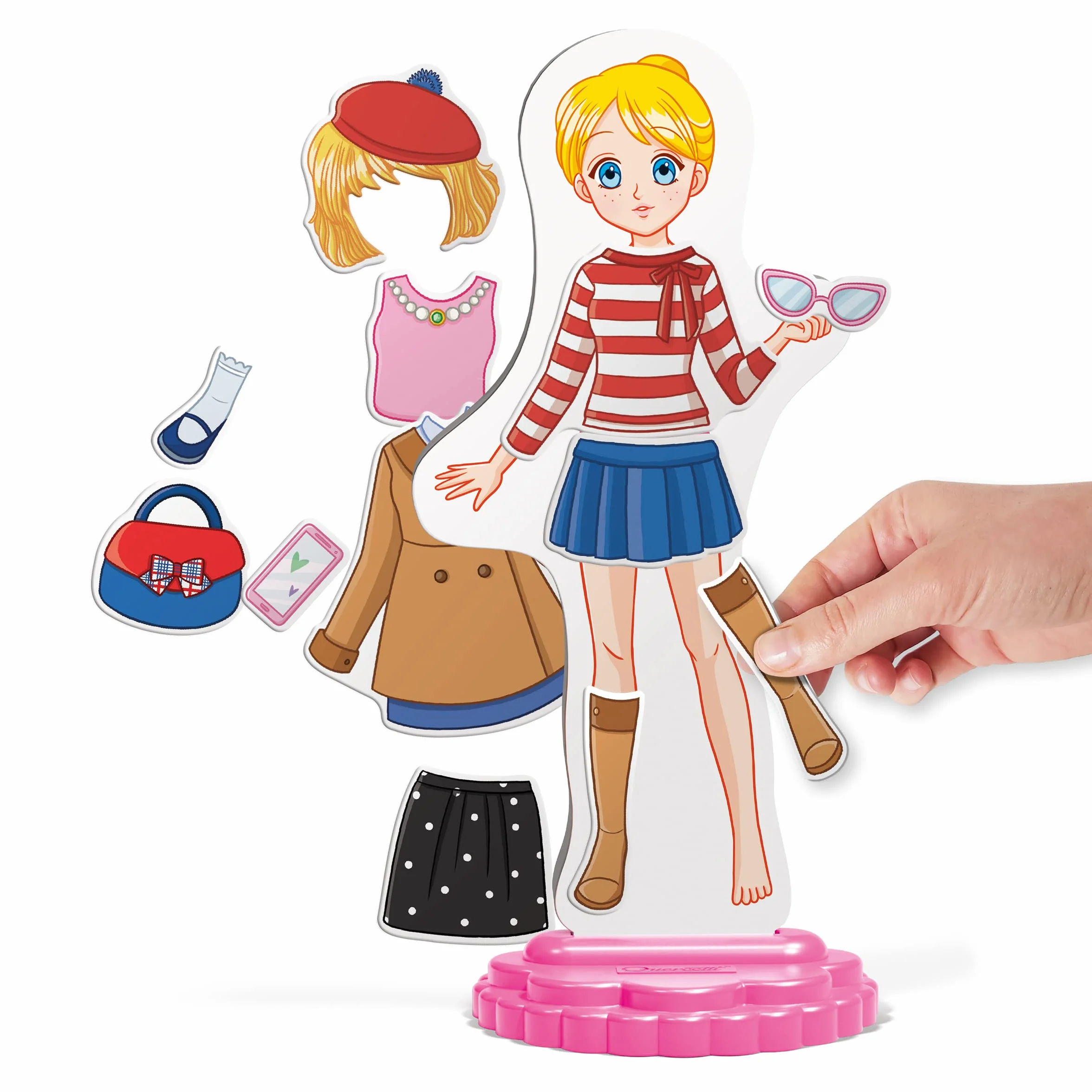 Quercetti Magnetic Fashion Anna, Juguetes Niña 5 Años, Juego Magnetico con 29 Piezas de Ropa y Accesorios, Juguetes Niñas, Juegos Infantiles Creativos para Niñas, Made in Italy