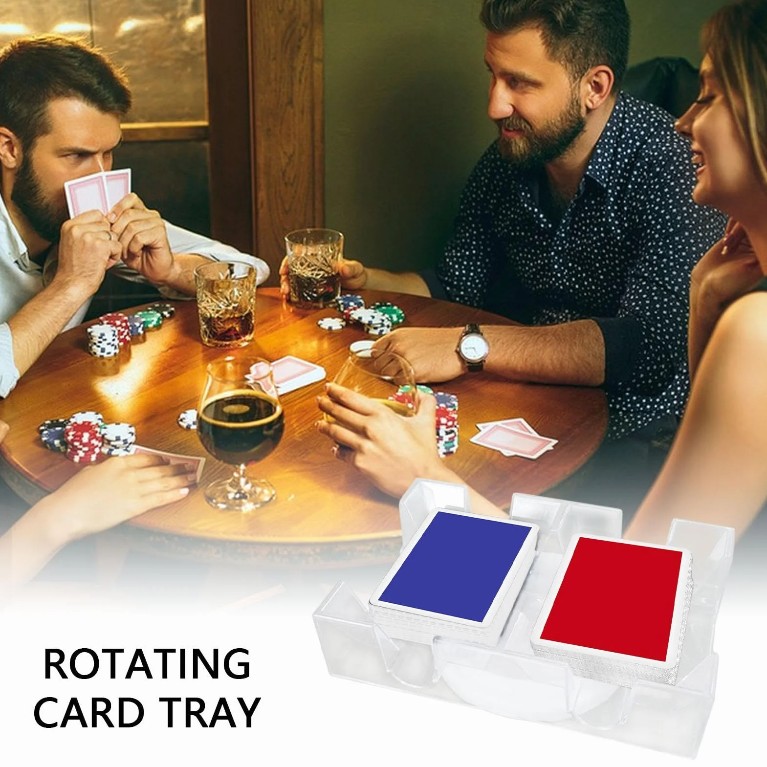 Tarjetero giratorio | Canasta y portatarjetas de póker Porta 2 piezas o juego de 4 portatarjetas de juego con agarres