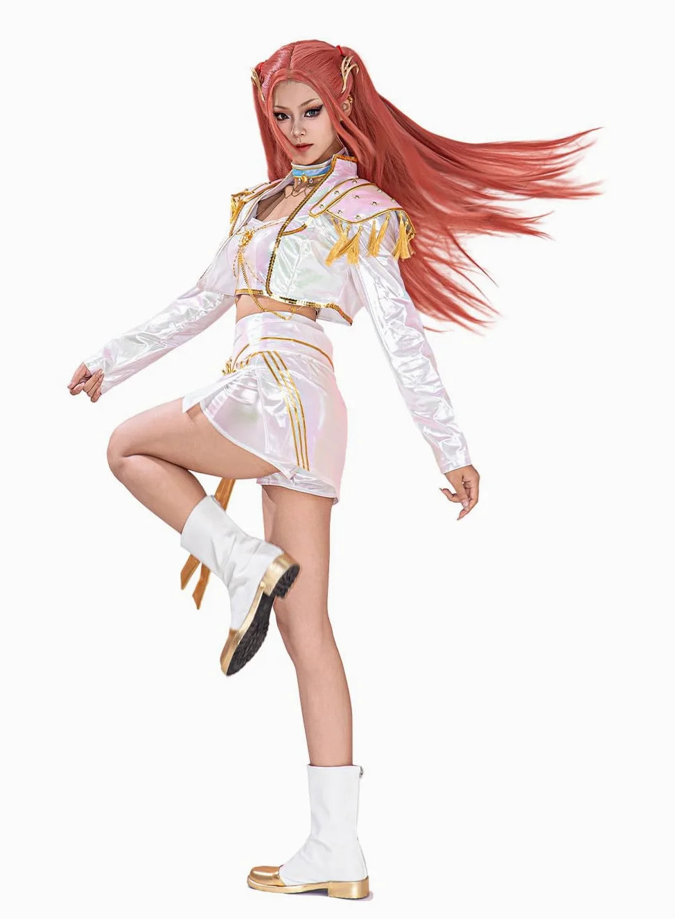 OSIAS Disfraz de Cosplay Mujer Mira Escenario Blanco con Diseño Láser Deslumbrante