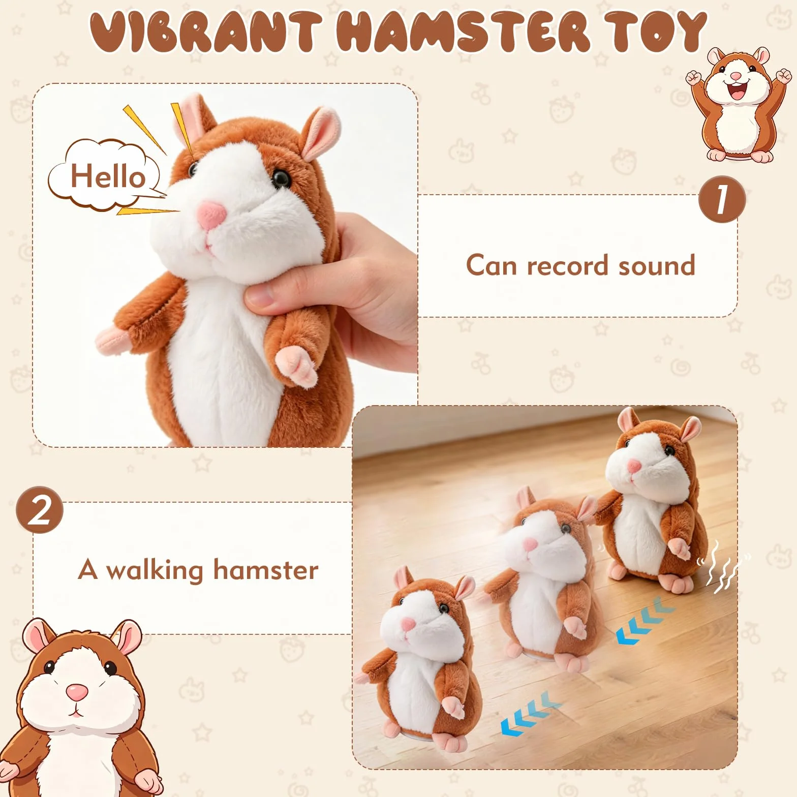 TaimeiMao Hámster Parlante,Hámster Hablando,Hamster Juguete Parlante,hámster Parlante de Peluche,hámsters Interactivo,Interactivo Juguetes de Felpa, Cumpleaños