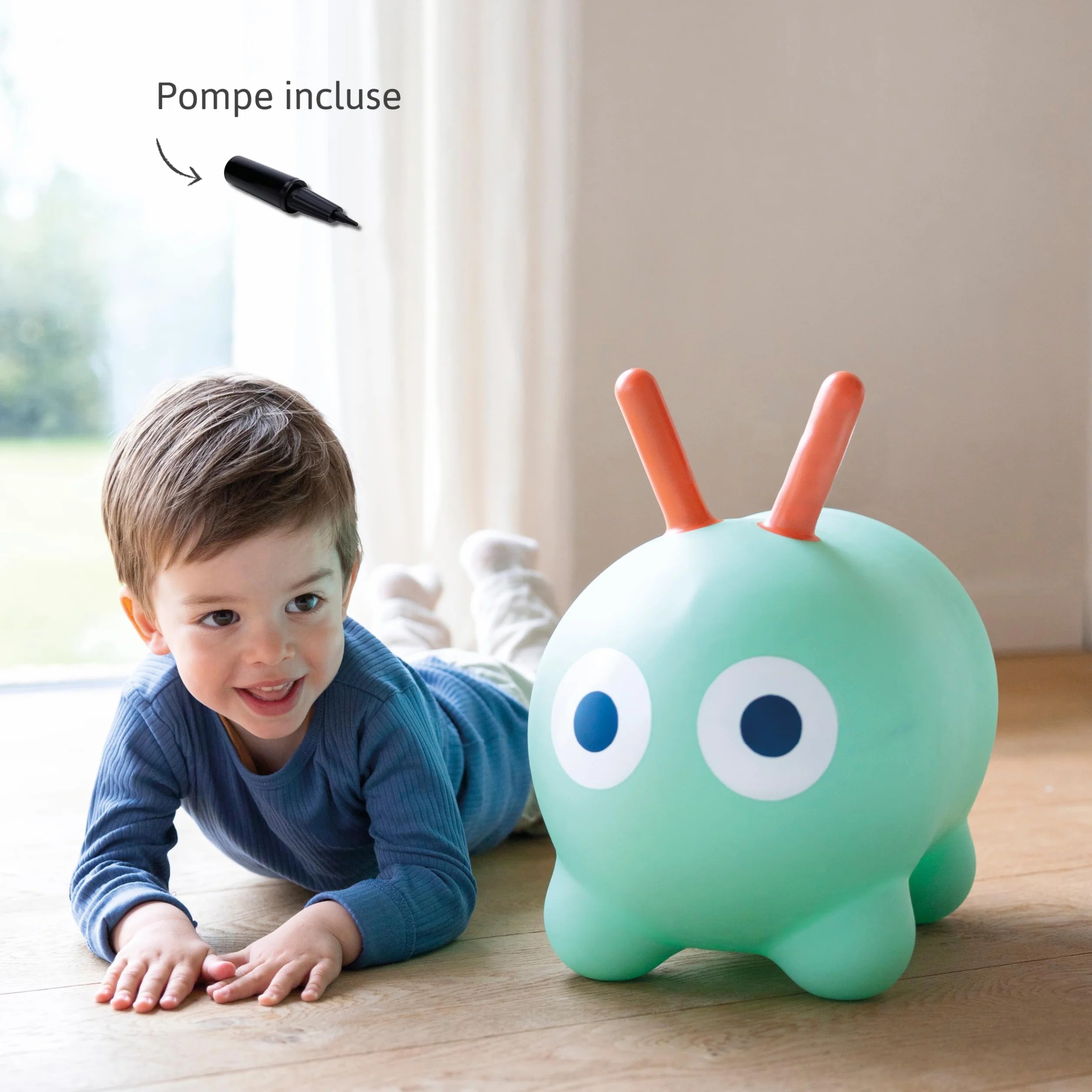 QUUT – Skippi Animal Sauteur – Juguete inflable – interior y exterior – Bomba incluida – 35 x 46 cm – Regalo – Diseño – a partir de 12 meses (verde menta)