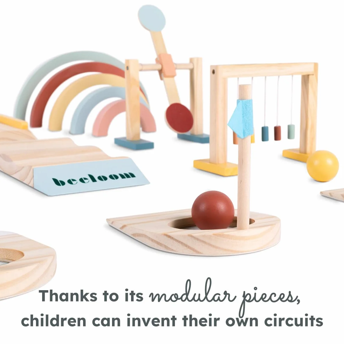 Beeloom – Mini Golf de Madera para Niños, Juego Educativo con Palos, Bolas y Obstáculos, Portátil para Interior y Exterior, Juguete Simbólico Multicolor, +3 Años