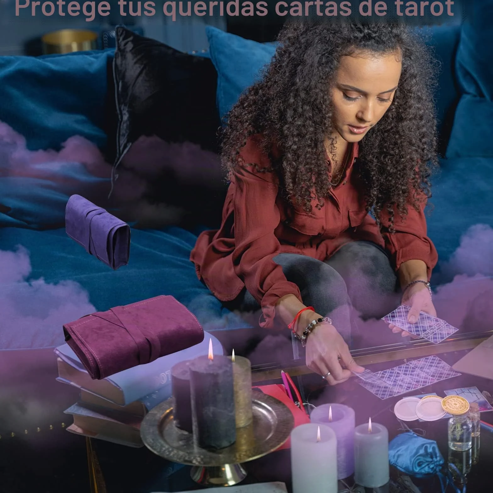 HINGTAI El Kit de 2 Bolsas para Tarjetas, Soporte de exhibición Solar,portatarjetas para Naipes y Cartas de Tarot, Cubierta de oráculo, Accesorios de Tarot