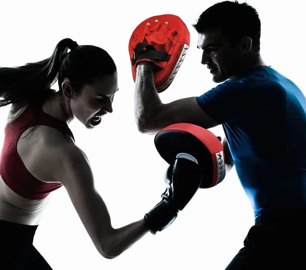 Almohadillas de entrenamiento de kickboxing, boxeo, artes marciales, rojo y negro, 25,5 x 19 x 4,5 cm