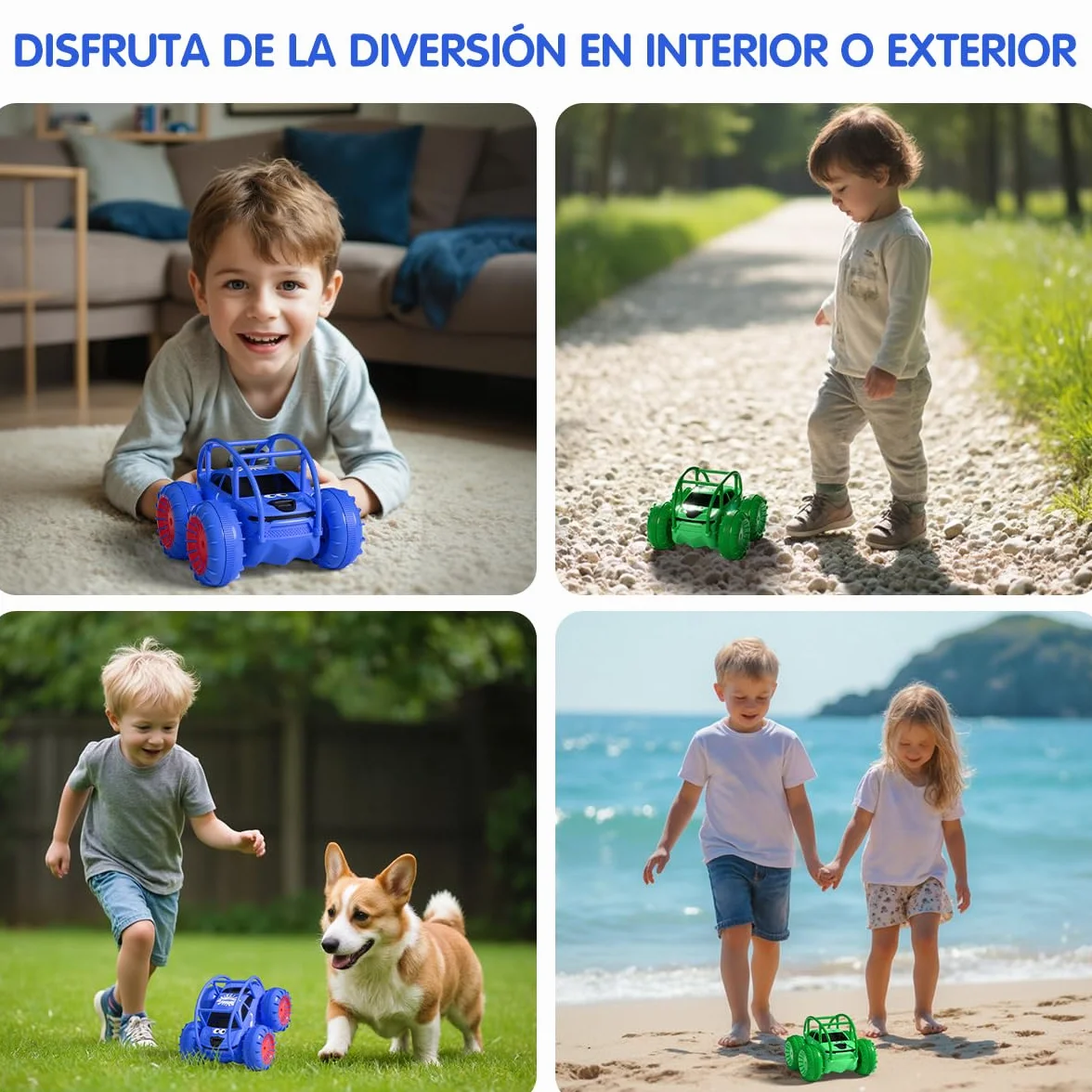 ifollower Coche Teledirigido 4x4 Camión Anfibio, 360° Acrobacias y LED, 15km/h, Carga USB-C Directa, Juguete para Niños 3 4 5 6 7 8 9 10 11 12 Años, Regalo Navidad Cumpleaños