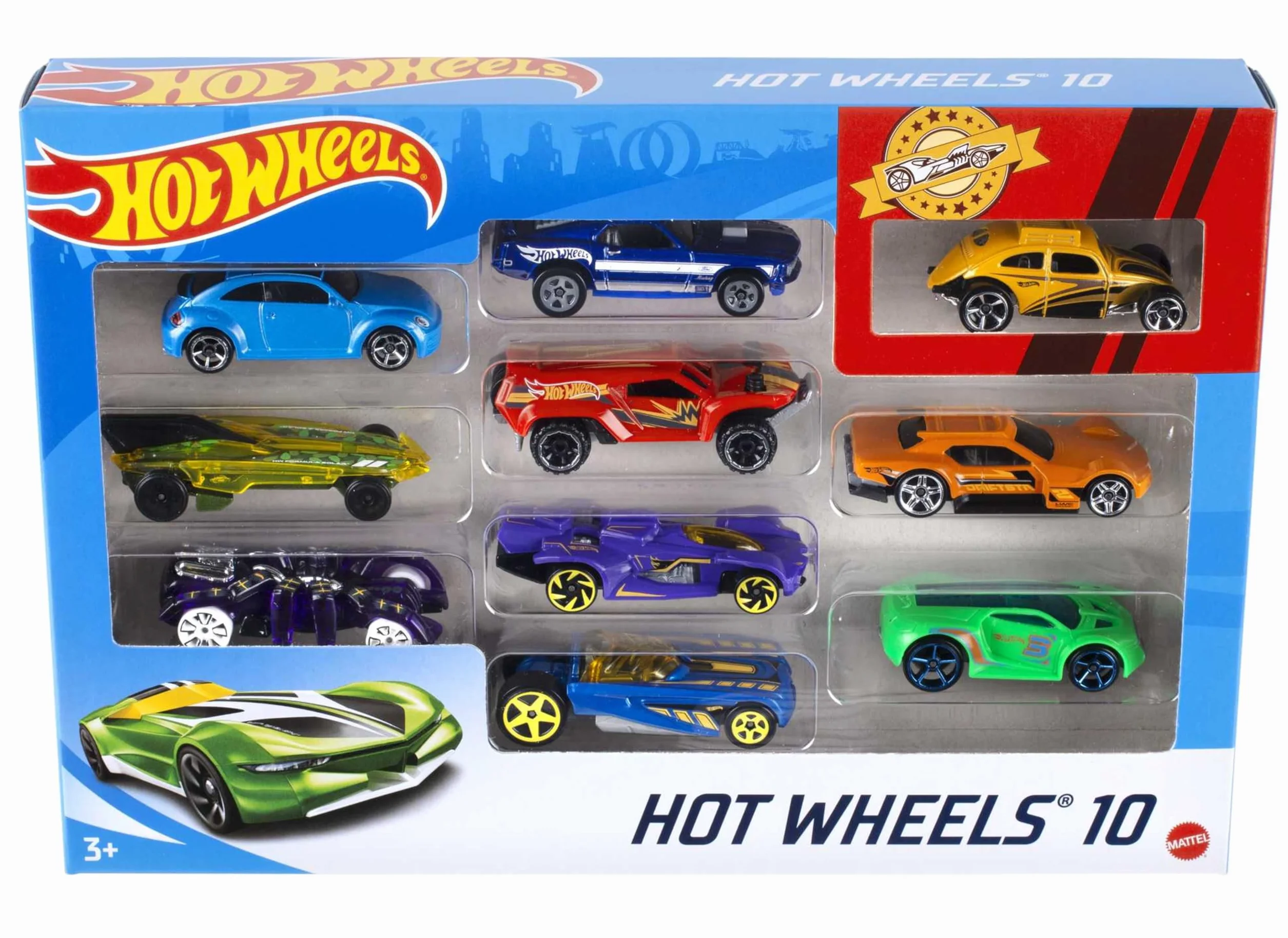 Hot Wheels Pack de 10 Vehiculos, Coches de Juguete (Modelos Surtidos, selección aleatoria), 54886