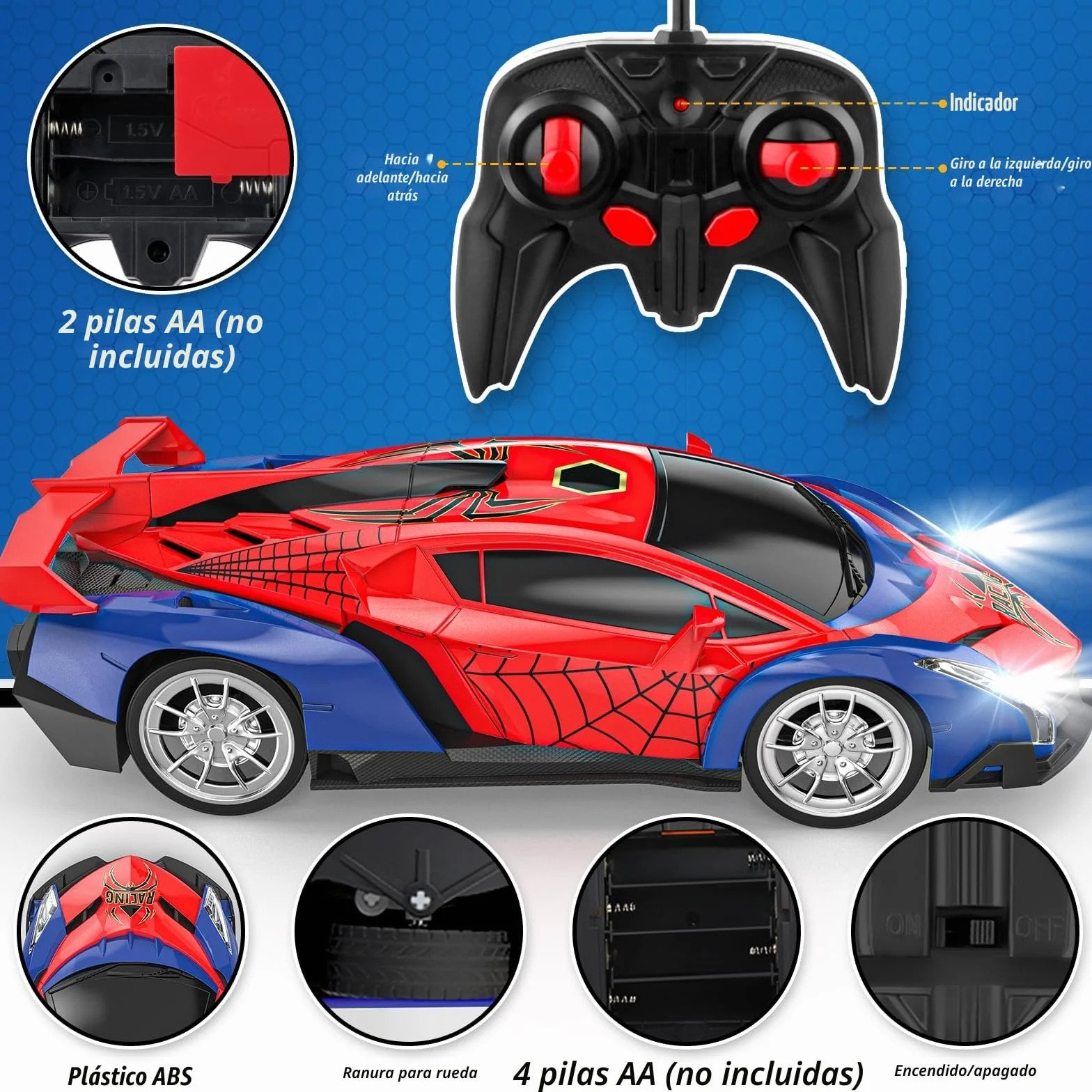 Mieryd Coche Teledirigido, Escala 1/18 Coches de Carreras Alta Velocidad Juguetes Niños 3 4 5 6 7 8 9 10 Años Juegos al Aire Libre Interior Drift RC Car con Luces Regalo Cumpleaños Navidad Niño Niña