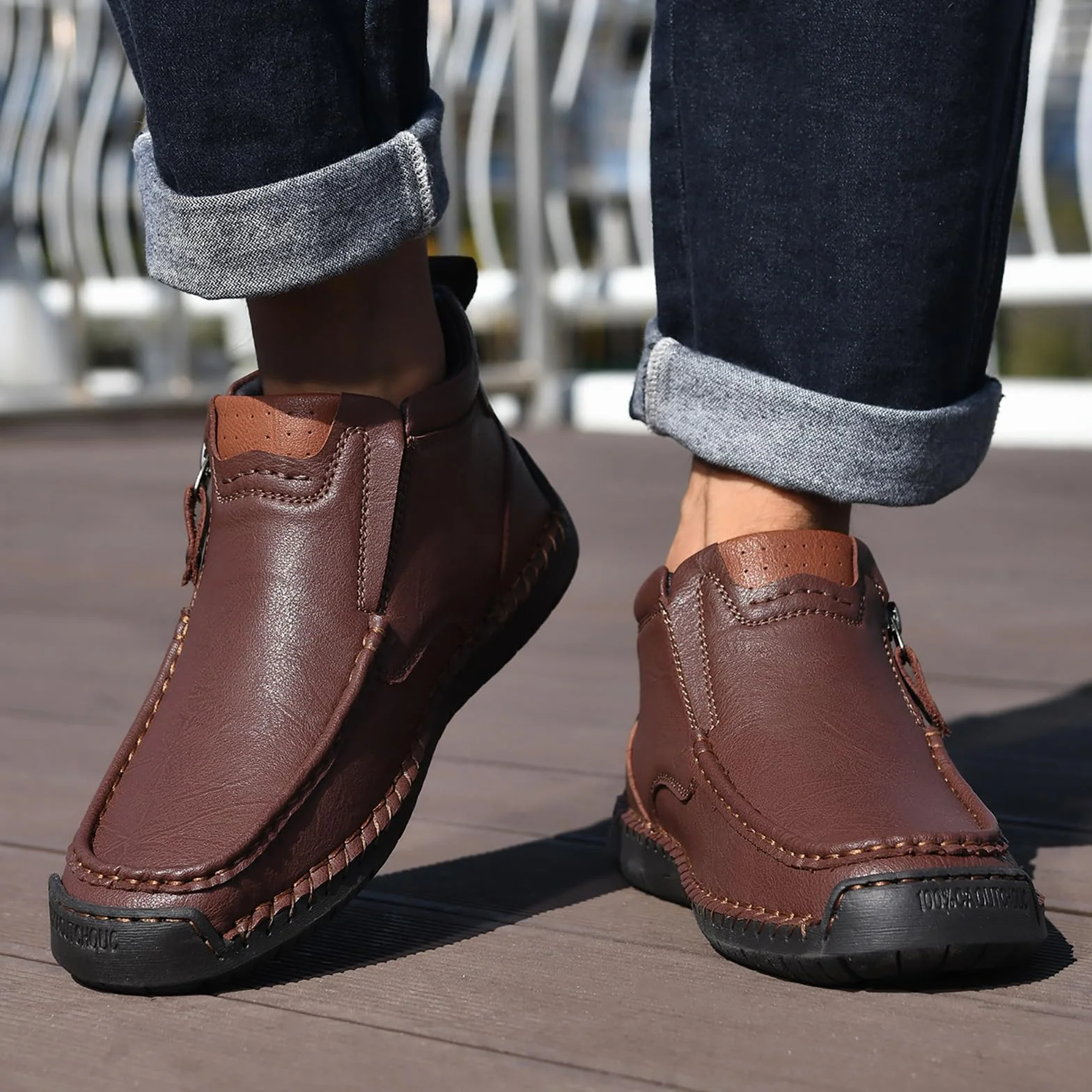 Zapatos de cuero para hombre mocasines ligeros transpirables suela suave