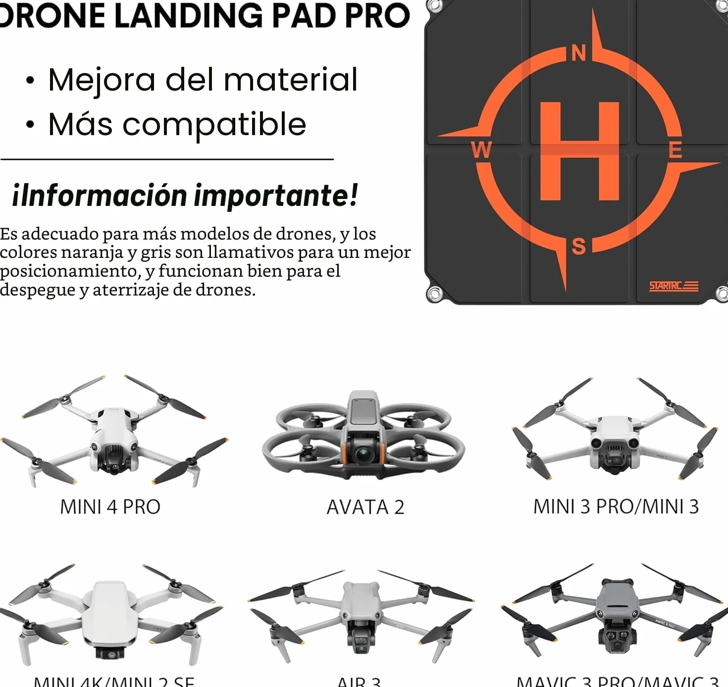 STARTRC Drone Landing Pad,Plataforma de Aterrizaje Universal de Plegado rápido para dji Mini 5 Pro/4/3/Mini 4k/Neo 2/Air 3s/Avata 2/Flip Drohne Zubehör (22-inch/55cm)