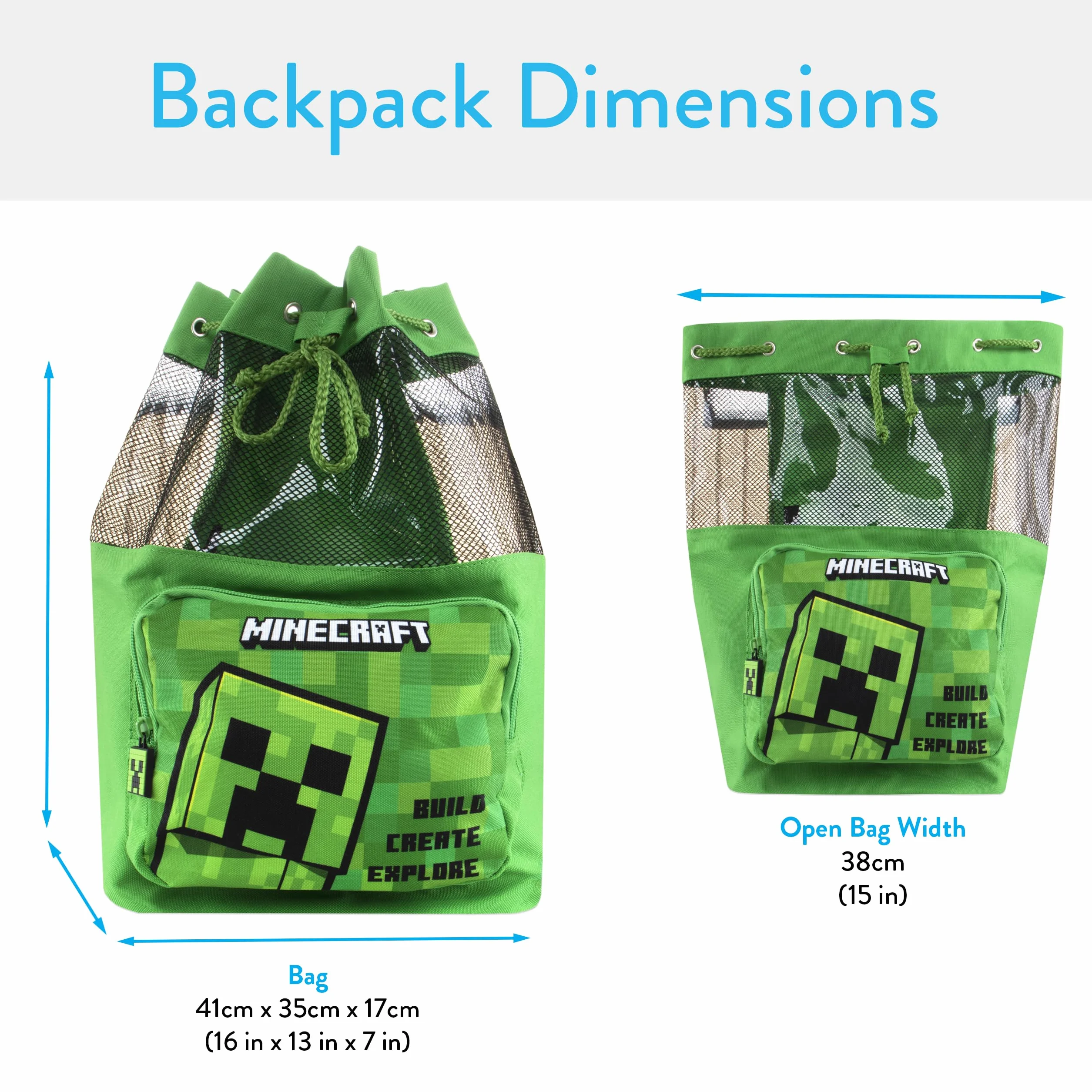 Minecraft Bolsa de Baño Mochila para Niños Natación Verde