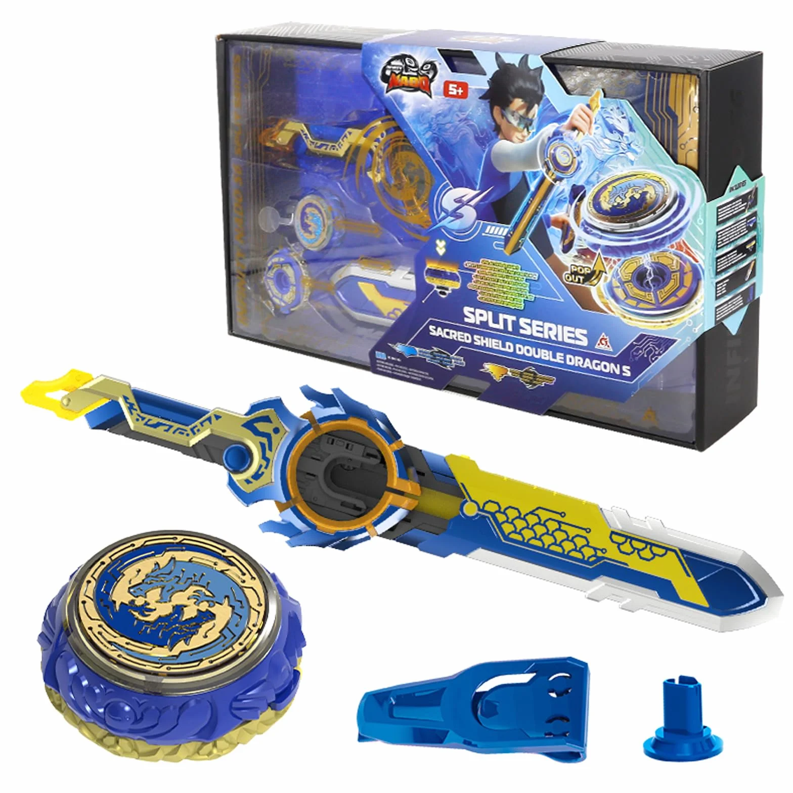 INFINITY NADO Metal Spinning Top Toys Battle Tops Launcher for Kids 5+ Years Split Series Sacred Shield