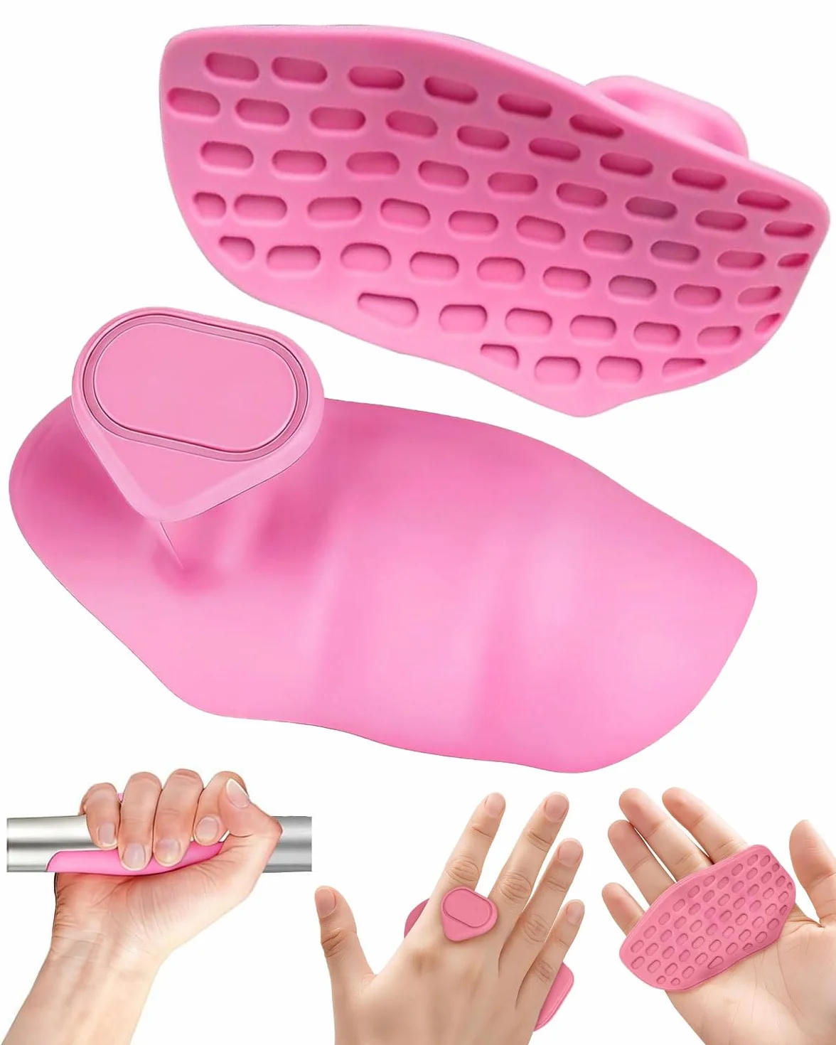 Guantes Gimnasio Hombre Antideslizante Protección Palma Empuñaduras Levantamiento sin Dedos Rosa 2Pcs