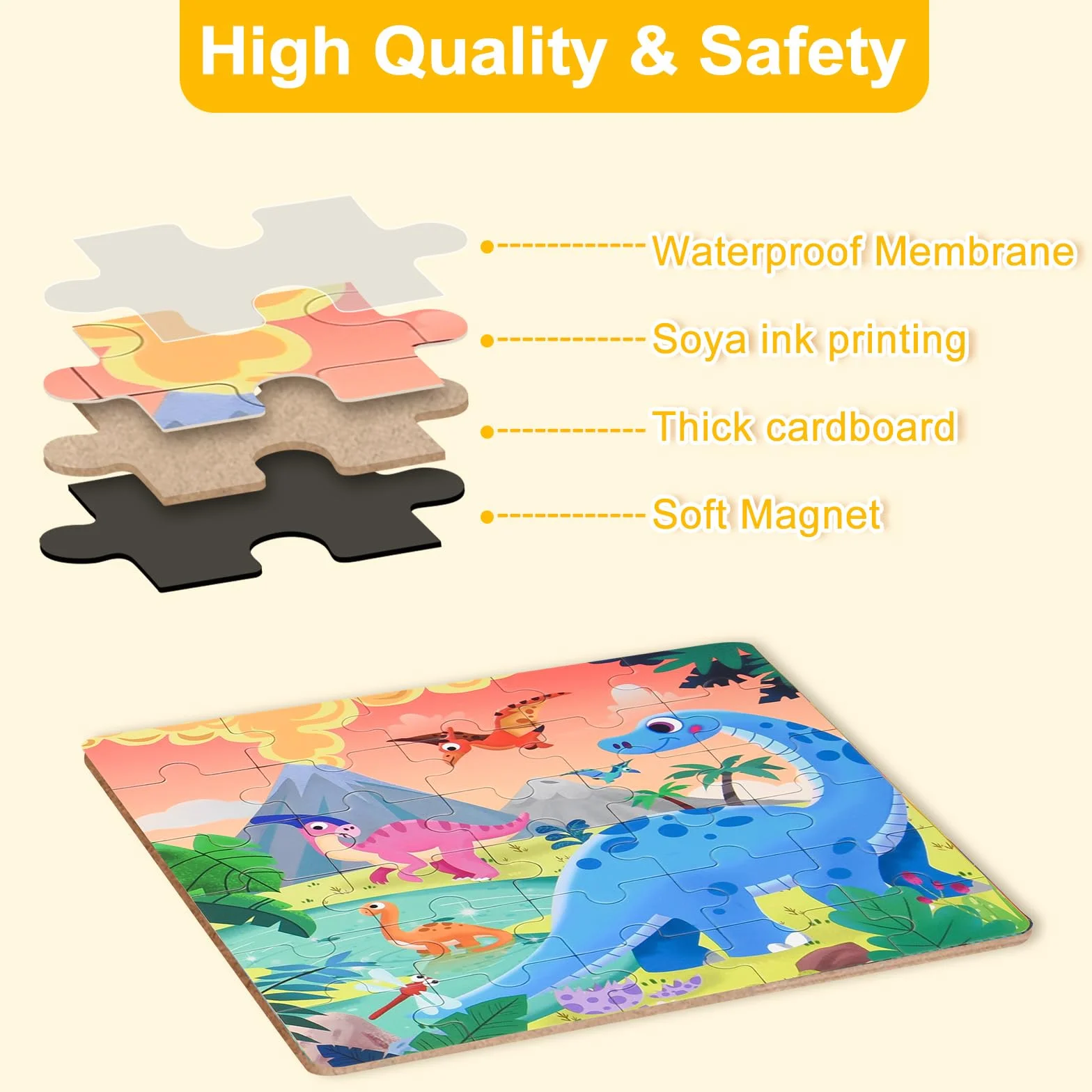 ASTARON Puzzle Magnético para Niños, Rompecabezas de Dinosaurios 25-30-42 Piezas, Juguetes de Viaje Educativos