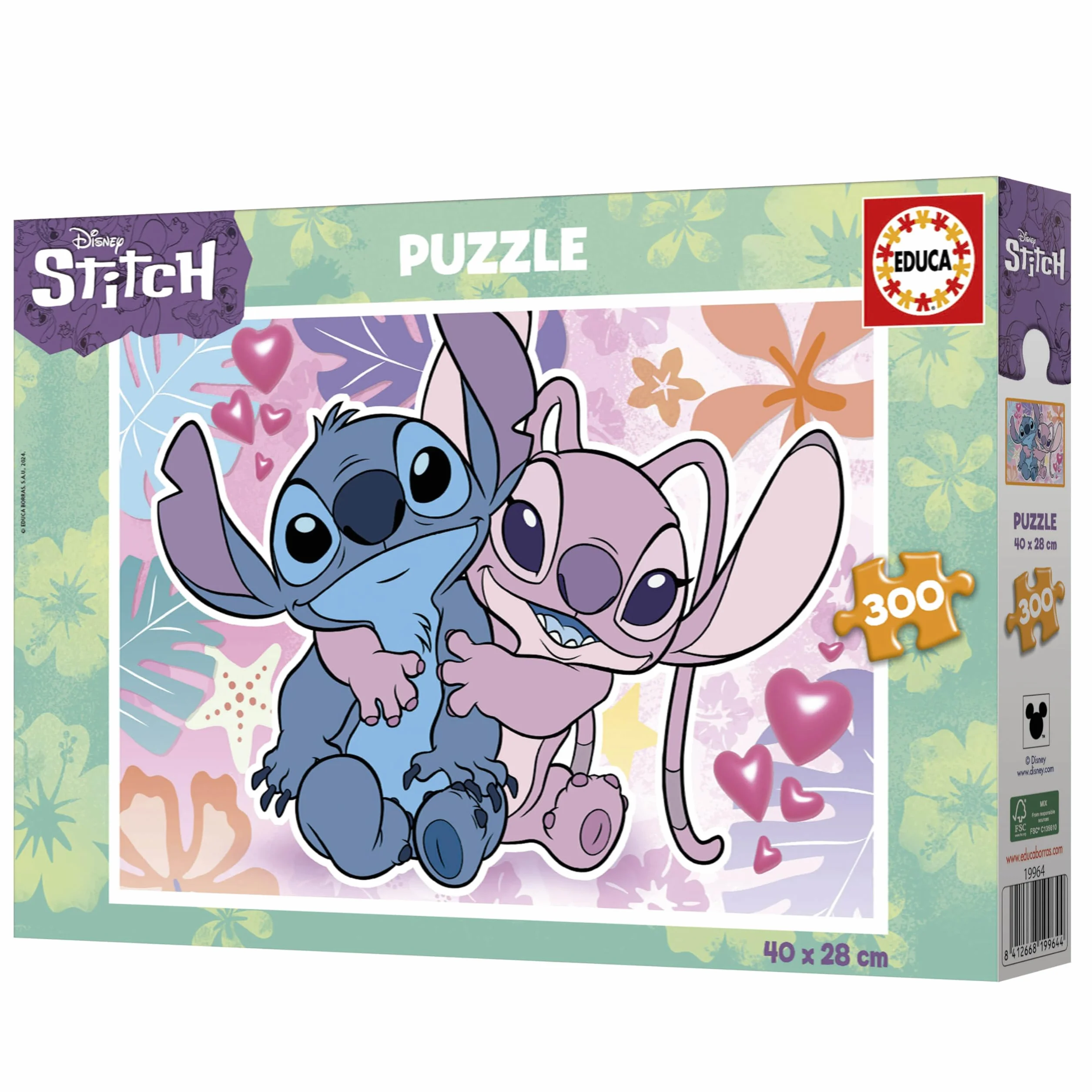 Educa - Stitch Disney | Puzzle Infantil de 300 Piezas. Medidas: 40 x 28 cm. Recomendado a Partir de 6 años (19964)
