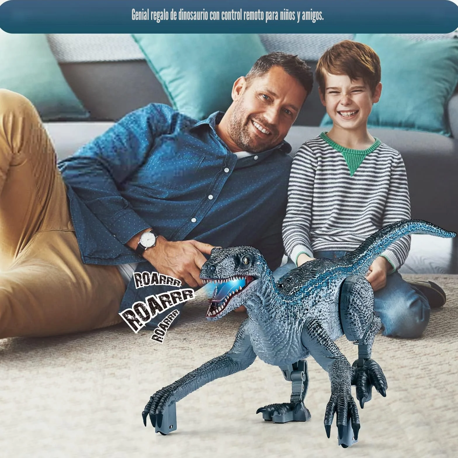 Dinosaurio Teledirigido, Dinosaurio Juguete para Niños, Dino Robots a Control Remoto con Luces LED y Sonidos, Juguete Teledirigido para Niños de 3 4 5 6 7 8 Años, Navidad
