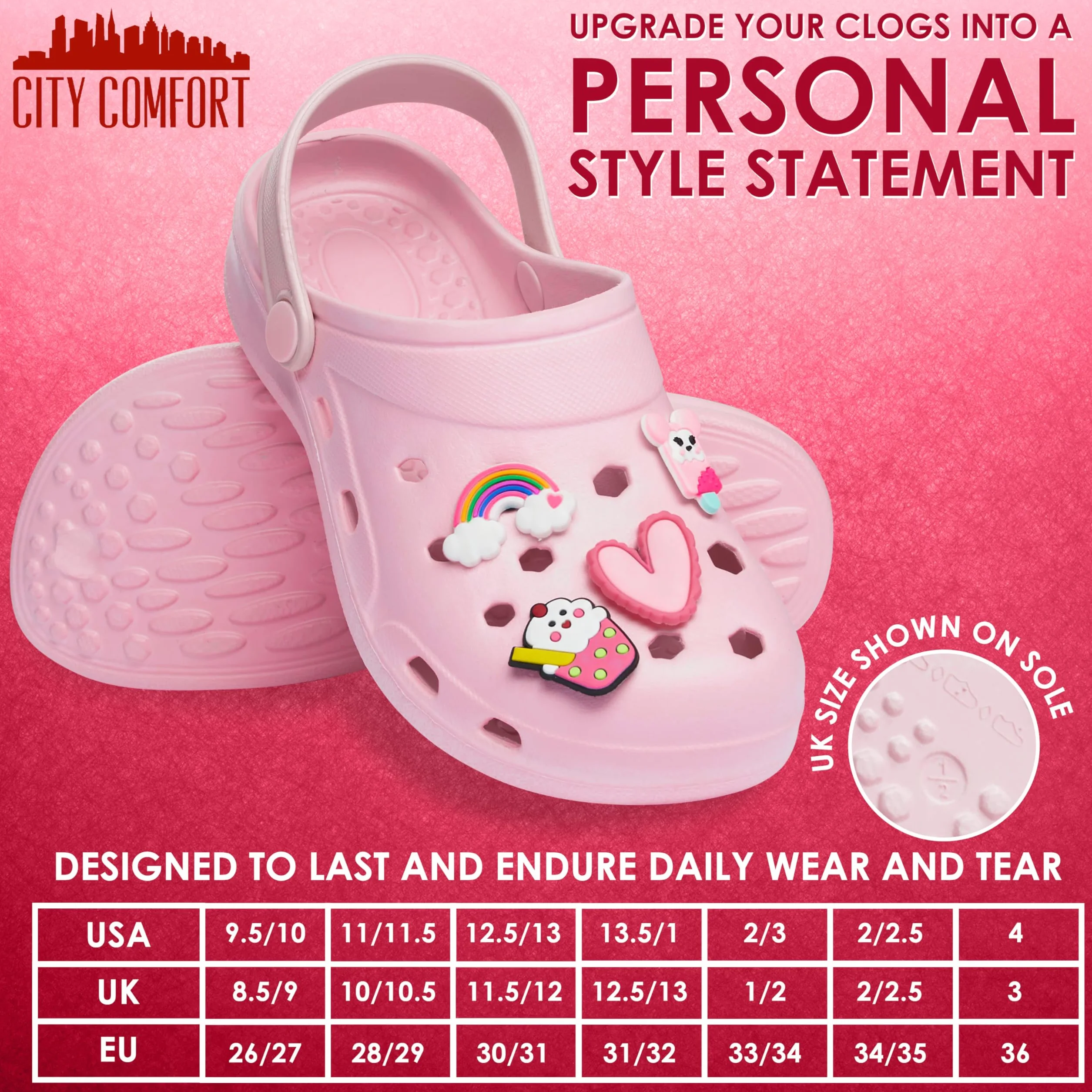 CityComfort Zuecos Niña con Charms Removibles Playa Piscina