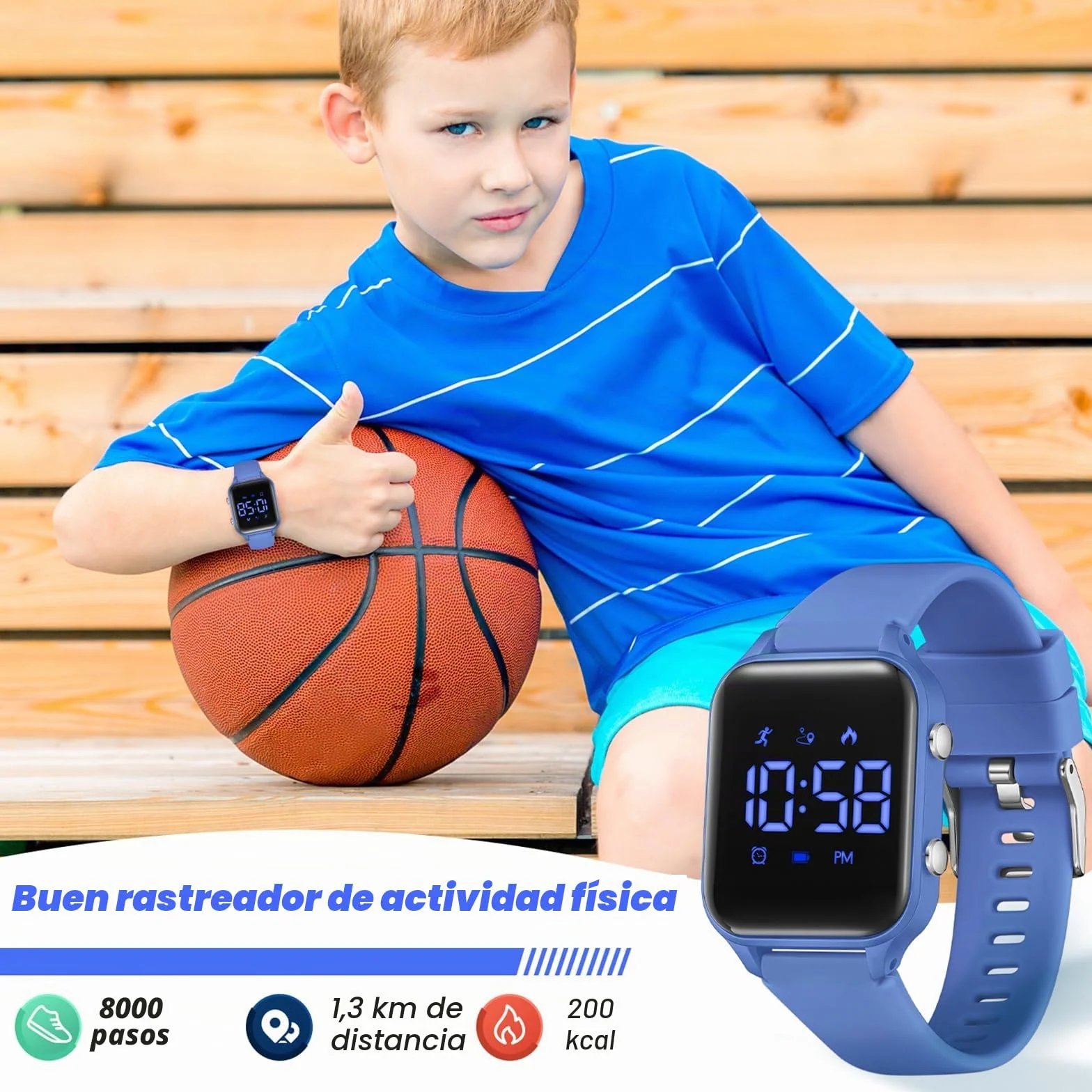 Timever Reloj Digital Deportivo para niños y niñas con Podómetro, Despertador, Cronómetro, Luz, Fecha, Correa de Silicona