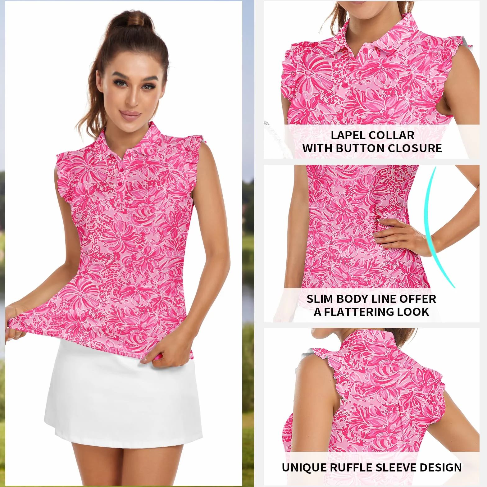 Soneven Polo Mujer Manga Corta Camisetas Basicas Deporte Golf Tennis Top