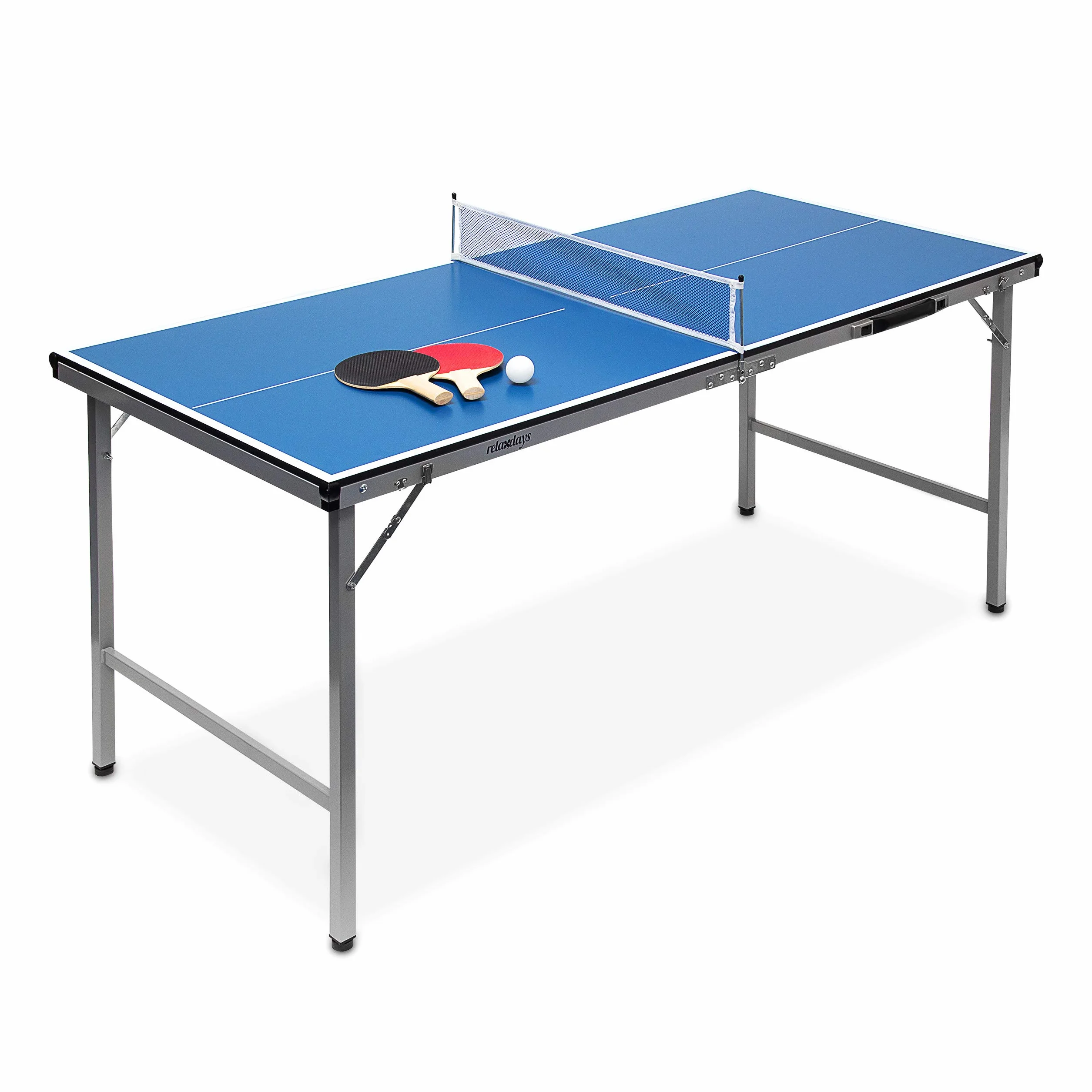 Relaxdays Mesa Ping Pong Exterior Plegable con Red, Pelotas y Raquetas, 150 cm