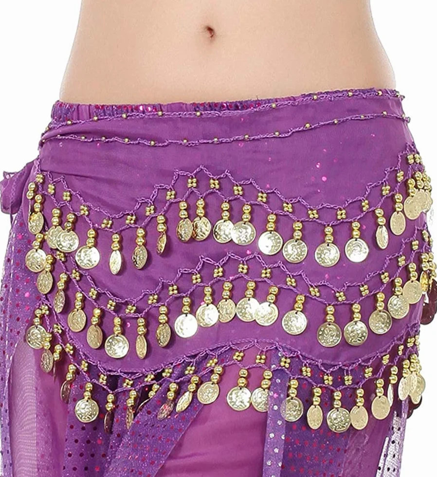 Carnavalife Pañuelo Danza del Vientre Falda Cinturón con Monedas Lentejuelas