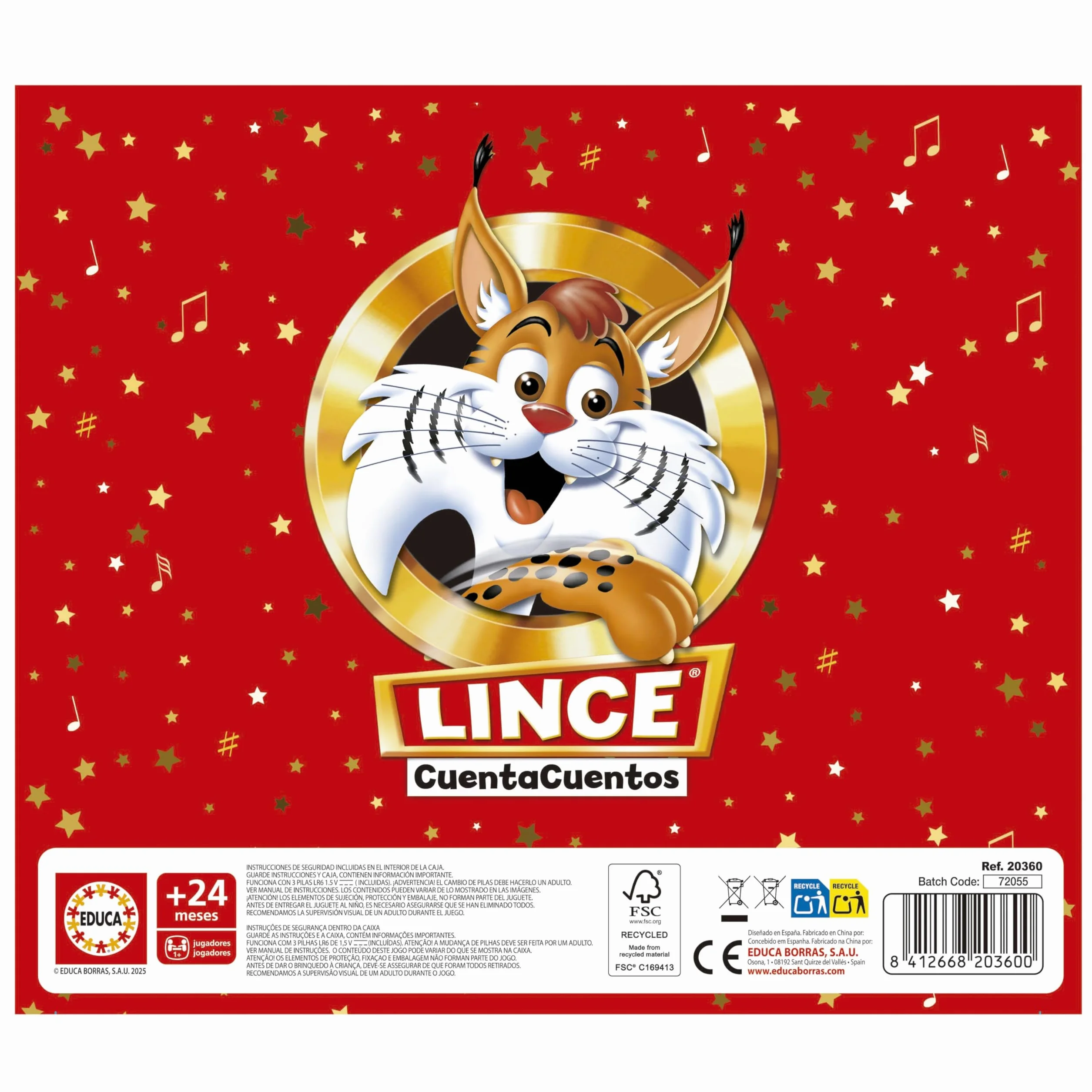 Educa Lince Cuentacuentos Peluche Interactivo Educativo con Audiocuentos y Música Infantil Regalo para Niños 2 años