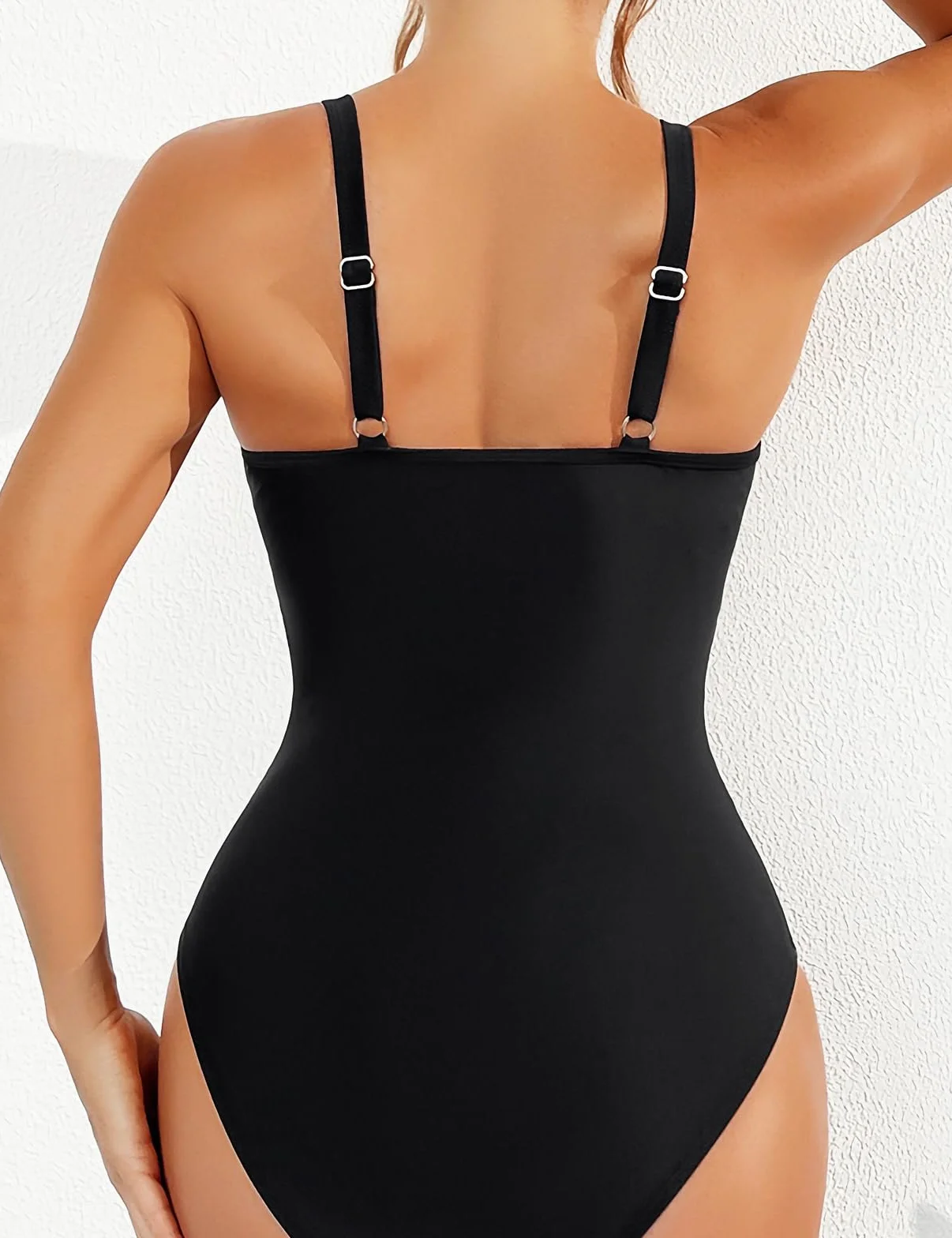 Bañador Reductor Vientre Plano Mujer Push Up Malla Cuello en V Sexy Traje de Baño