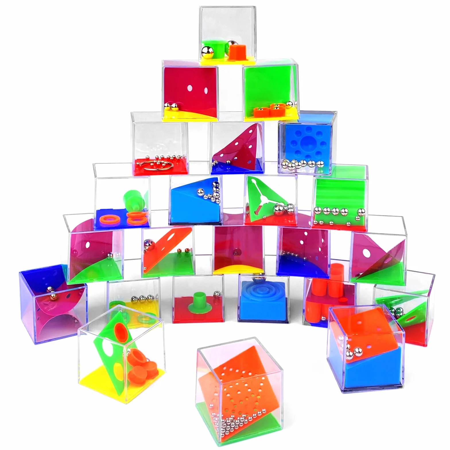 Newpop 24 Piezas Rompecabezas, Mini Puzzle, Regalos para Invitados Cumpleaños, Mini Juegos de Paciencia, Juego de Habilidad Niños Bola, Cubos Rompecabezas