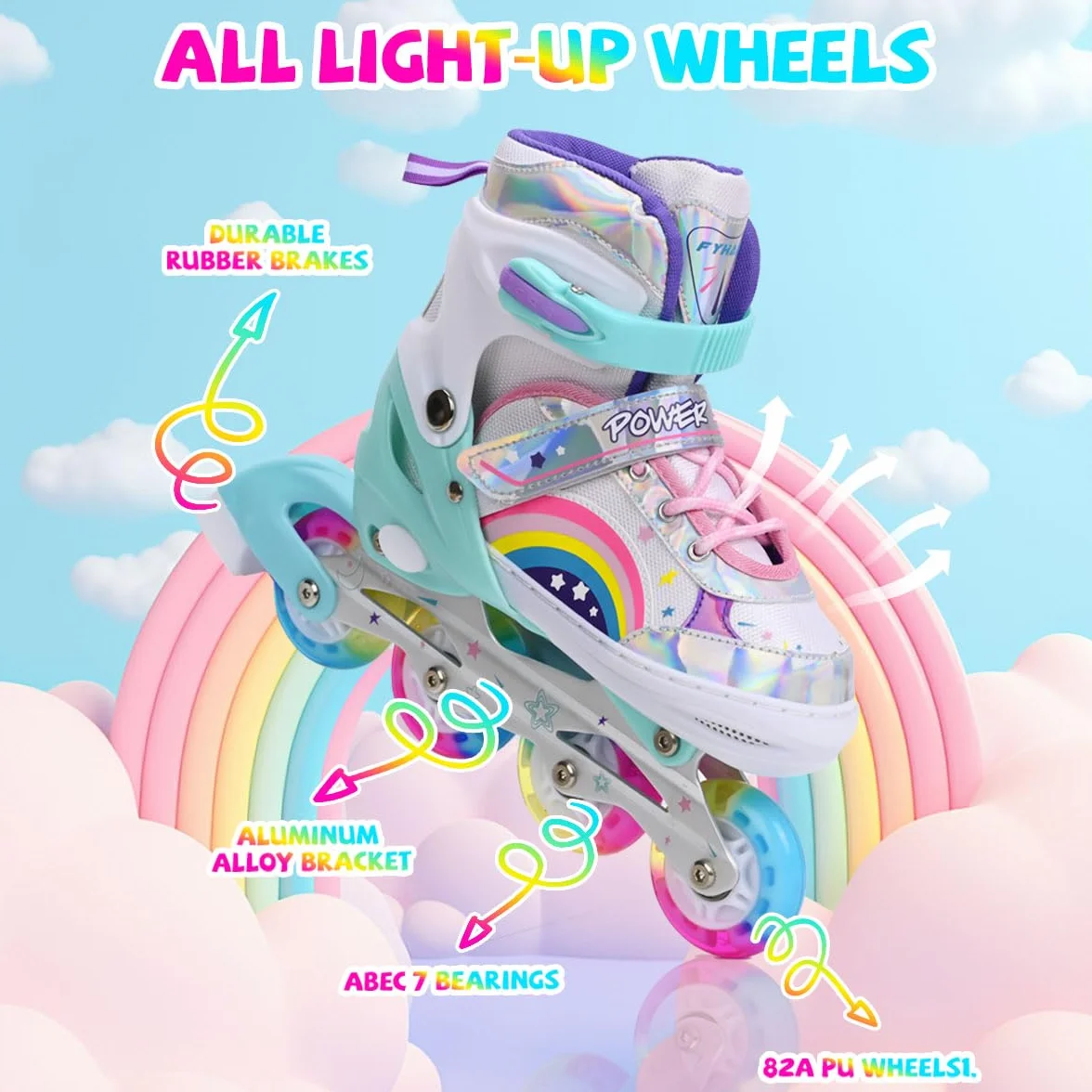 Patines en Línea Ajustables para Niños con Ruedas Iluminadas, Uso Interior y Exterior