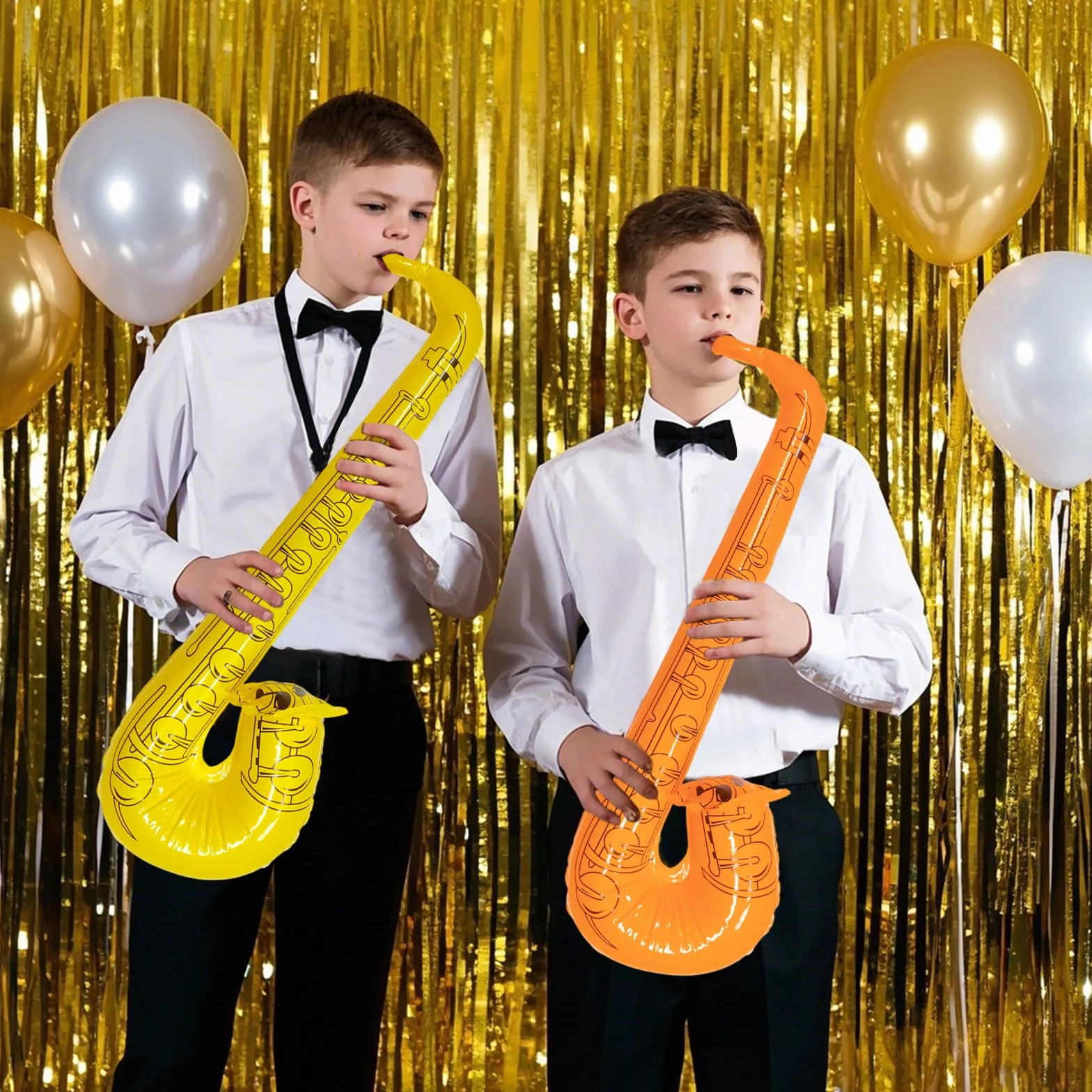3 Piezas Instrumentos Inflables Saxofón Hinchables para Niños Adultos, 70 cm Saxofón de Juguete Inflable Party, Accesorios de Globos de Instrumentos Musicales para Festivales Fiesta