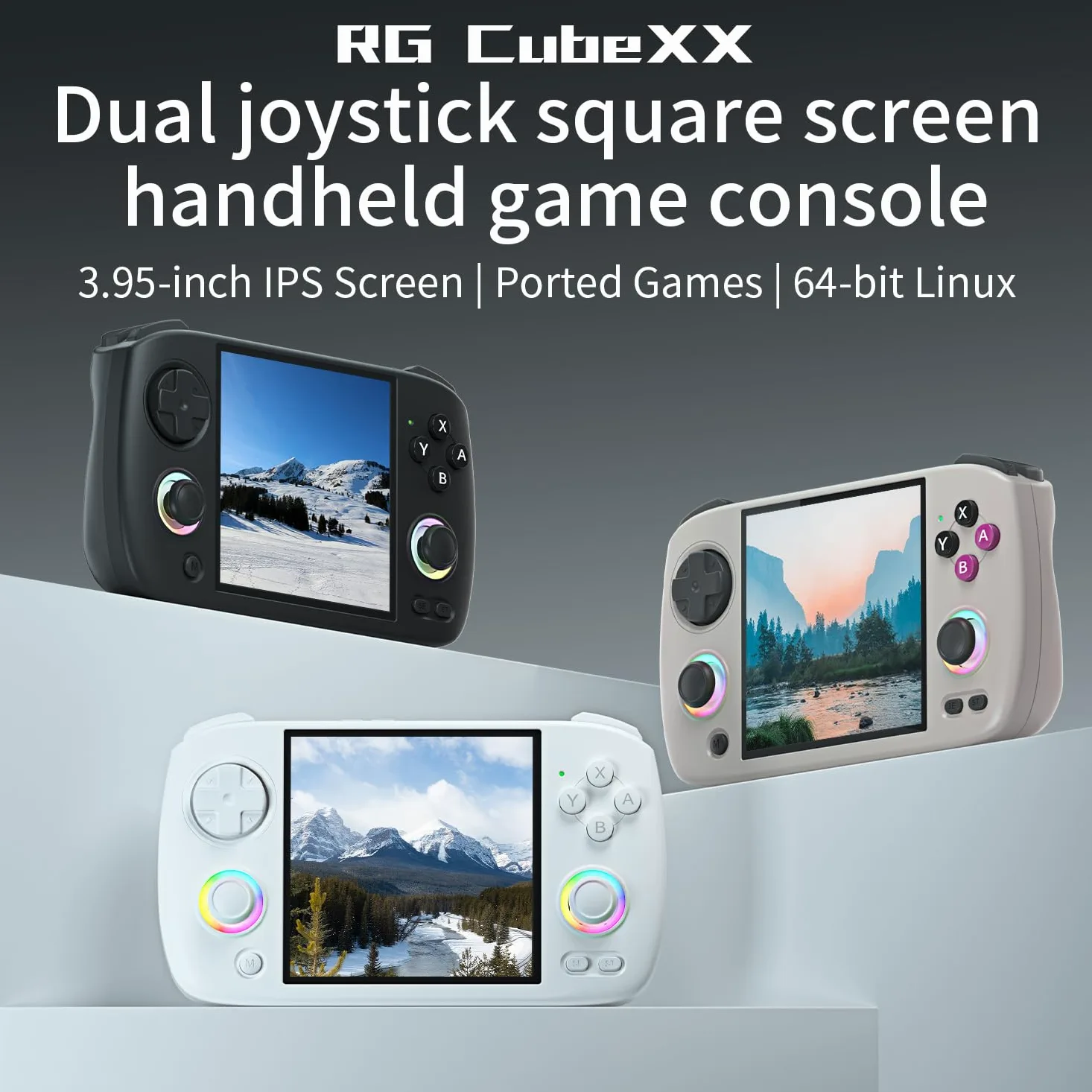 Voacle RG Cubexx - Consola De Juegos Mano Retro, Pantalla IPS 3.95 Pulgadas, Sistema Linux Integrado, Tarjeta TF 5056, Juegos, Compatible Con Salida TV, Wifi, Bluetooth 4.2, Negro, 5G, 64G