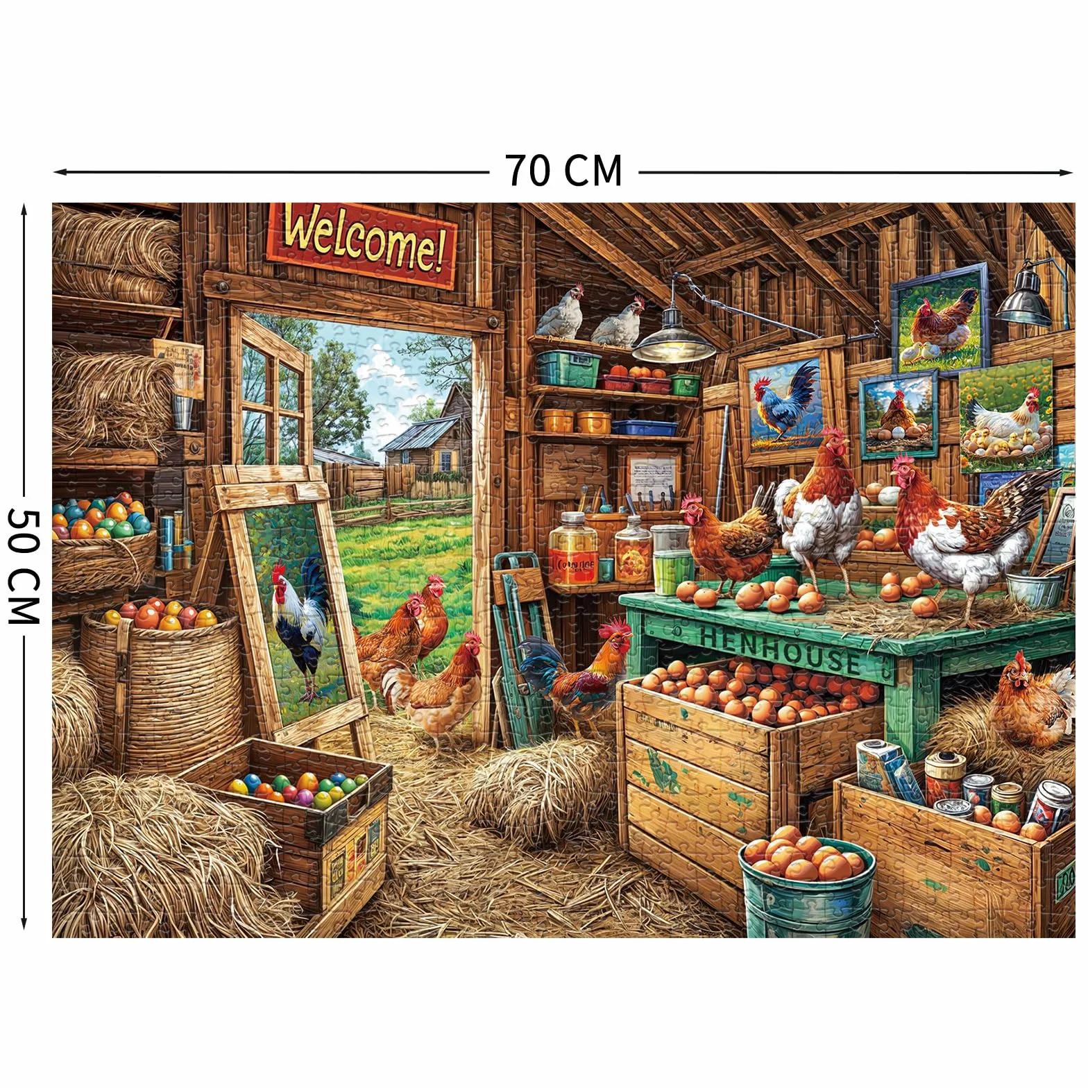 Puzzle de 1000 Piezas, Puzzle para Adultos, un desafiante acertijo, Juegos de Rompecabezas para Toda la Familia, Regalos para Mujeres, Regalos para Hombres, Tema: gallinero