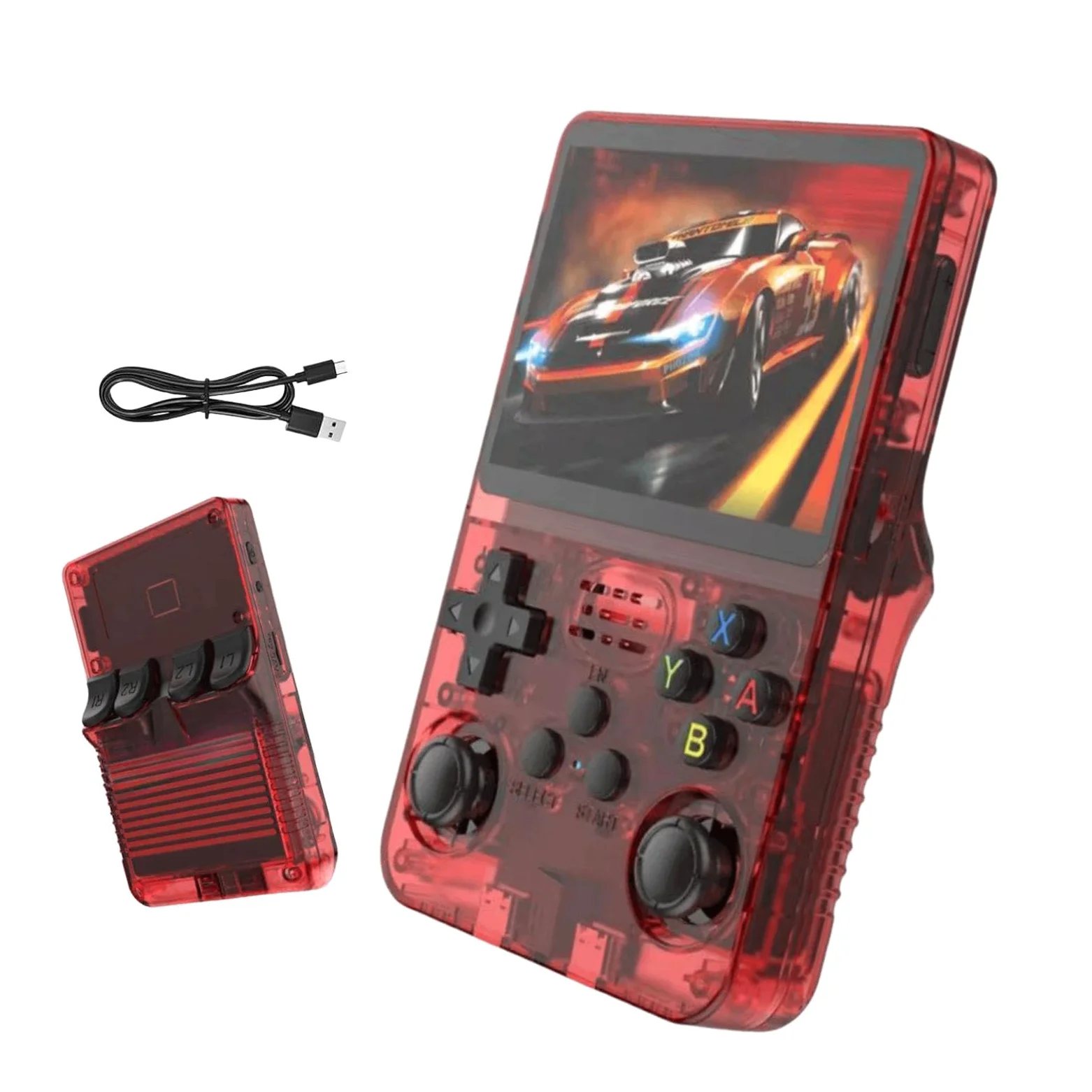 Portable Retro Handheld Game Console, 3.5inch IPS Screen, 10+ Mainstream Emulator, 64G TF Card, 15000+ Classic Games, 3500mAH Battery (64G Red)