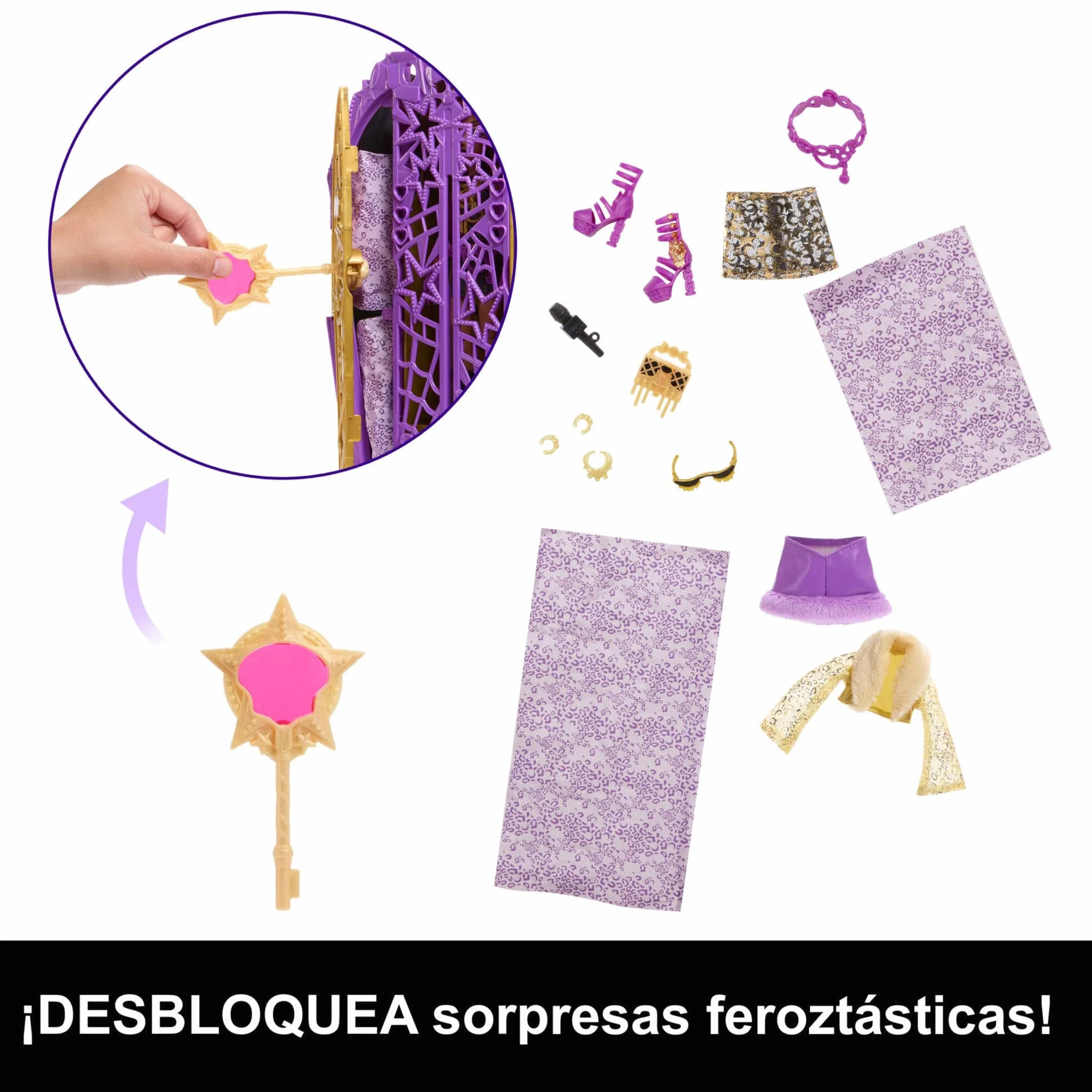 Monster High Skulltimate Secrets Hauntlywood Mysteries Clawdeen Wolf Conjunto de muñeca y accesorios, con armario y más de 19 sorpresas con mucho glamour, incluida ropa de muñeca, JBG80